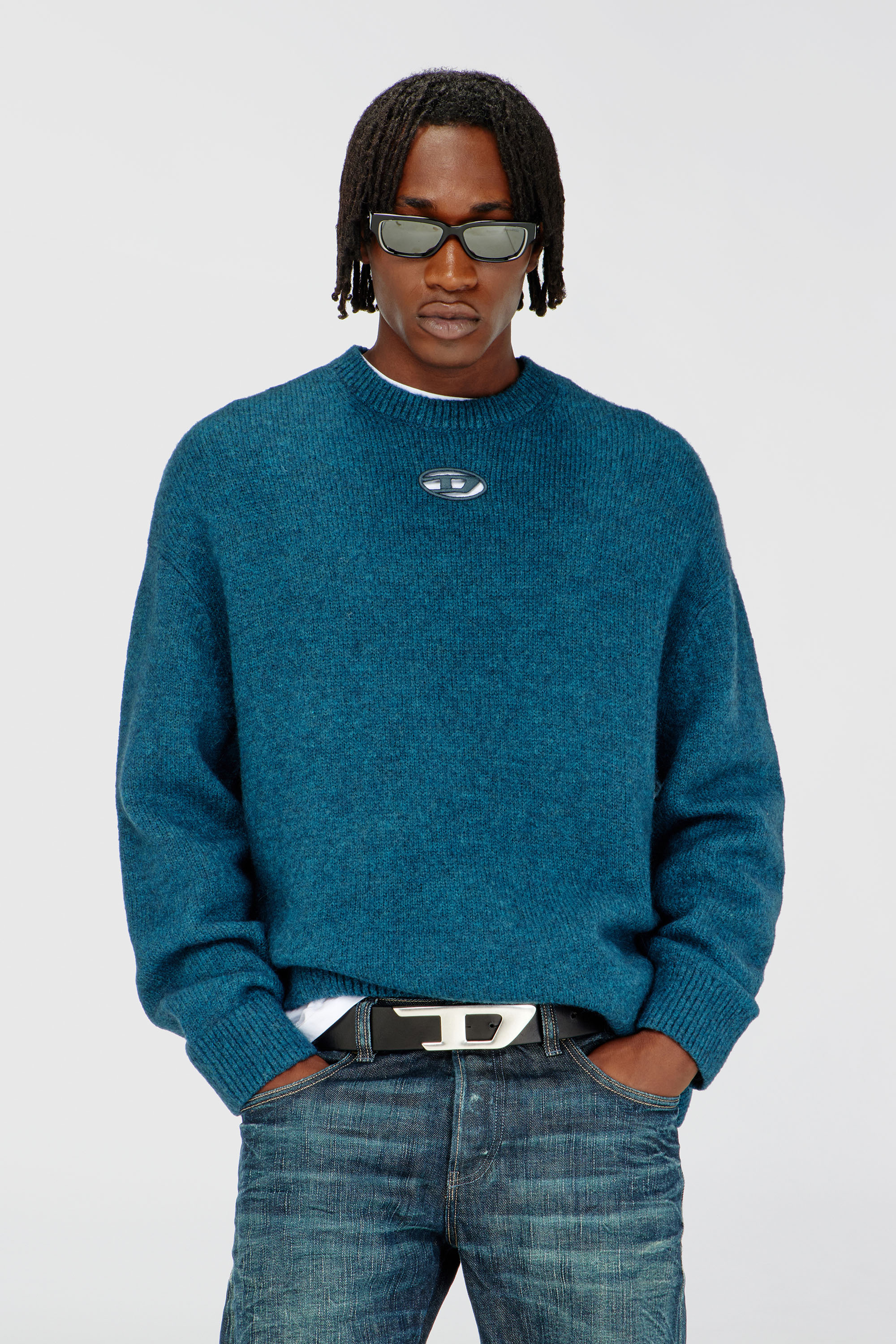 Diesel - K-AREESO, Man's Jumper in wool and alpaca blend in Water Green - 1