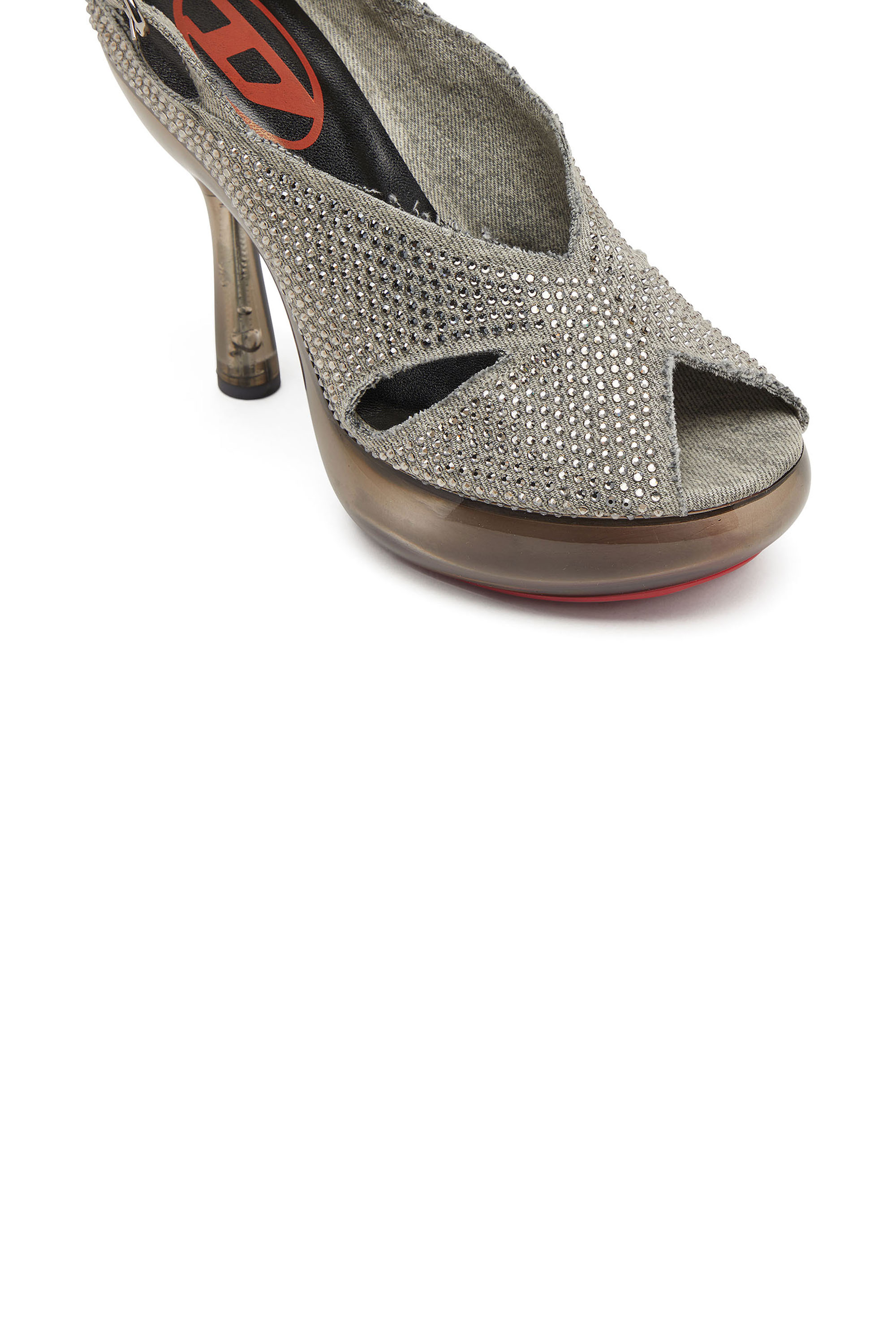 Diesel - D-LAKE PLATFORM SDL, Woman's D-Lake-Platform sandals in crystal denim and plexiglass in Grey - 6