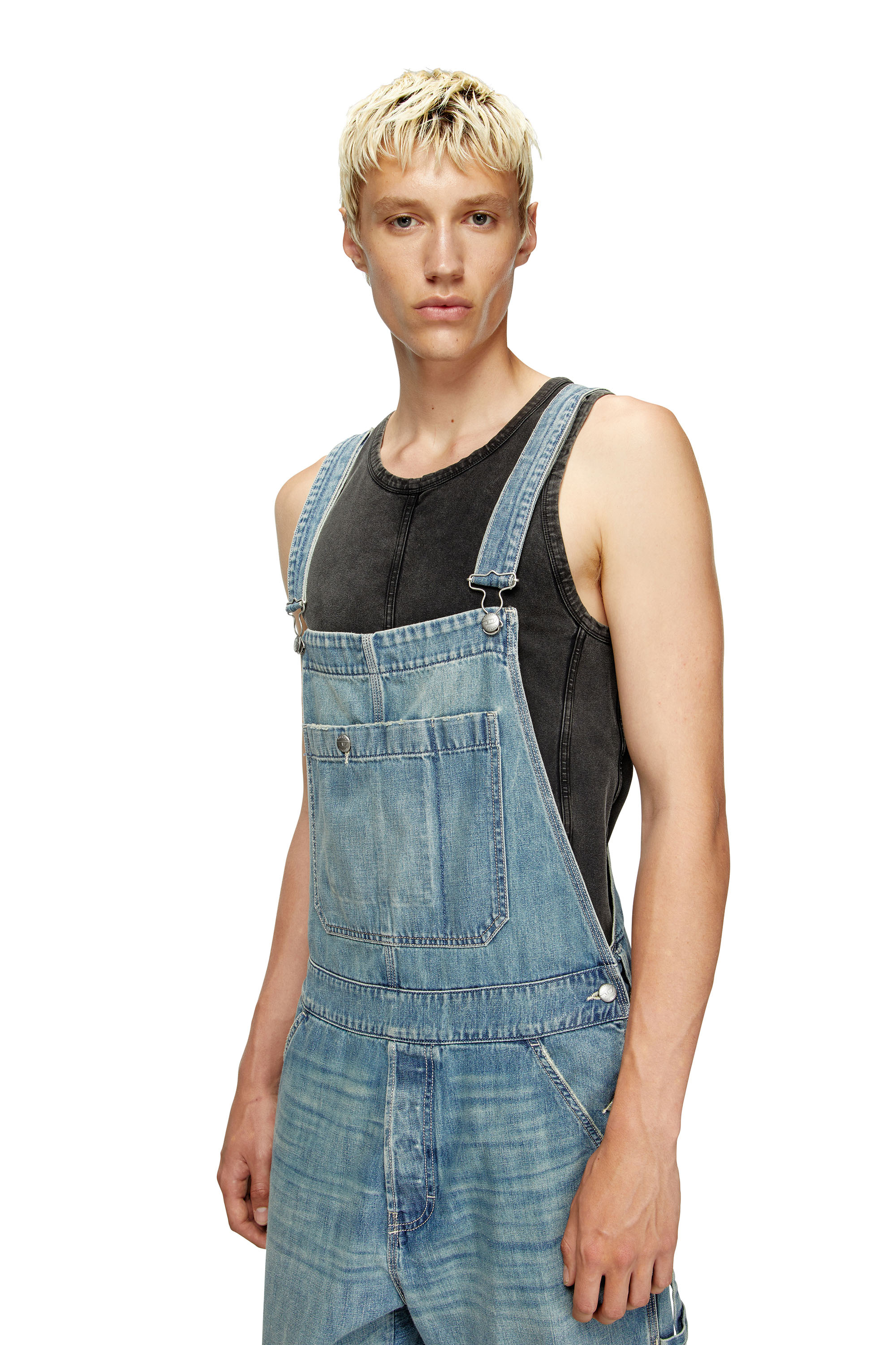 Diesel - D-FRAMU-U, Unisex's Utility-style denim dungarees in Light Blue - 5