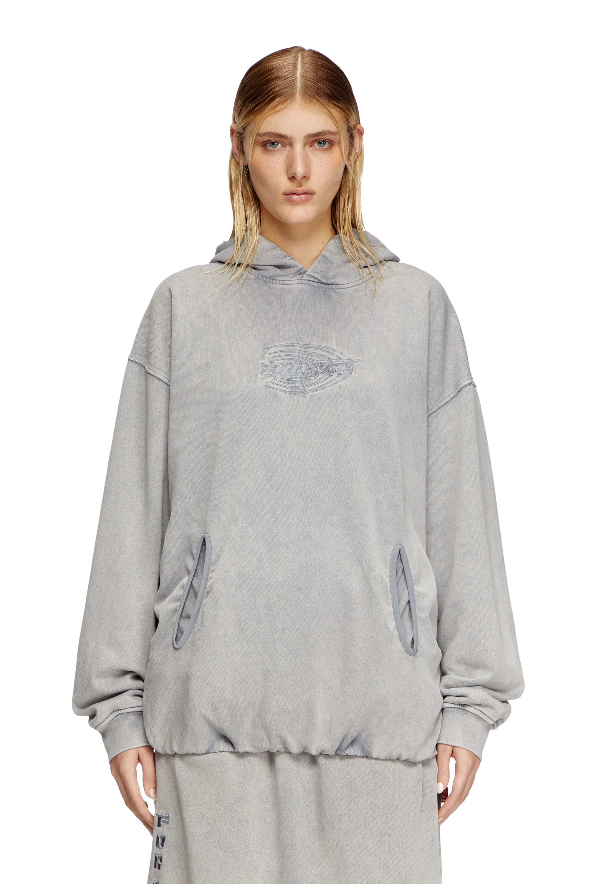 Diesel - S-BOXSTIC-HOOD, Unisex's Gathered acid-wash hoodie in Light Grey - 5