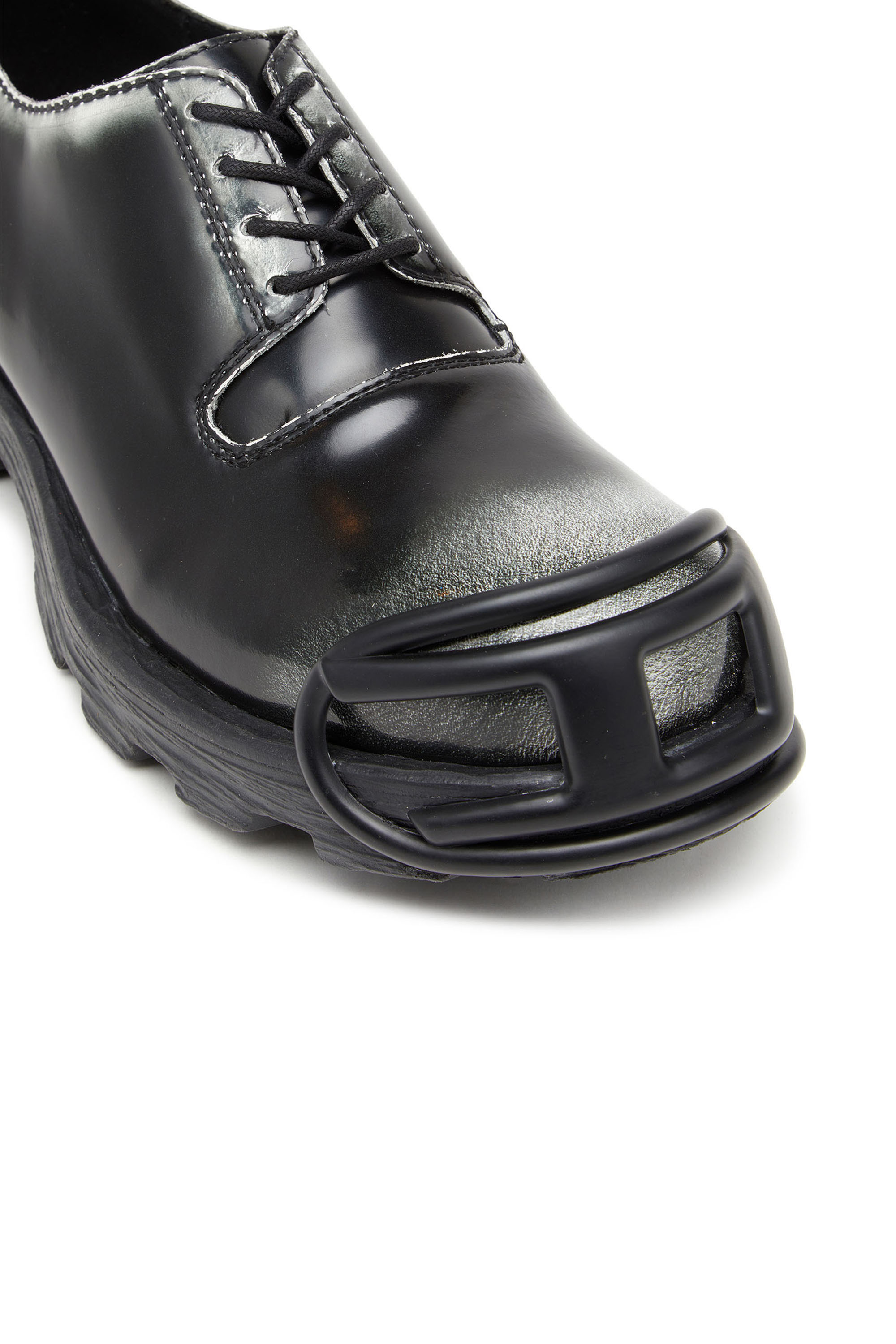 D-HAMMER SO D, Black/White Diesel - D-HAMMER SO D, Man's D-Hammer-Derby shoes in shiny two-tone leather in Black/White - 6