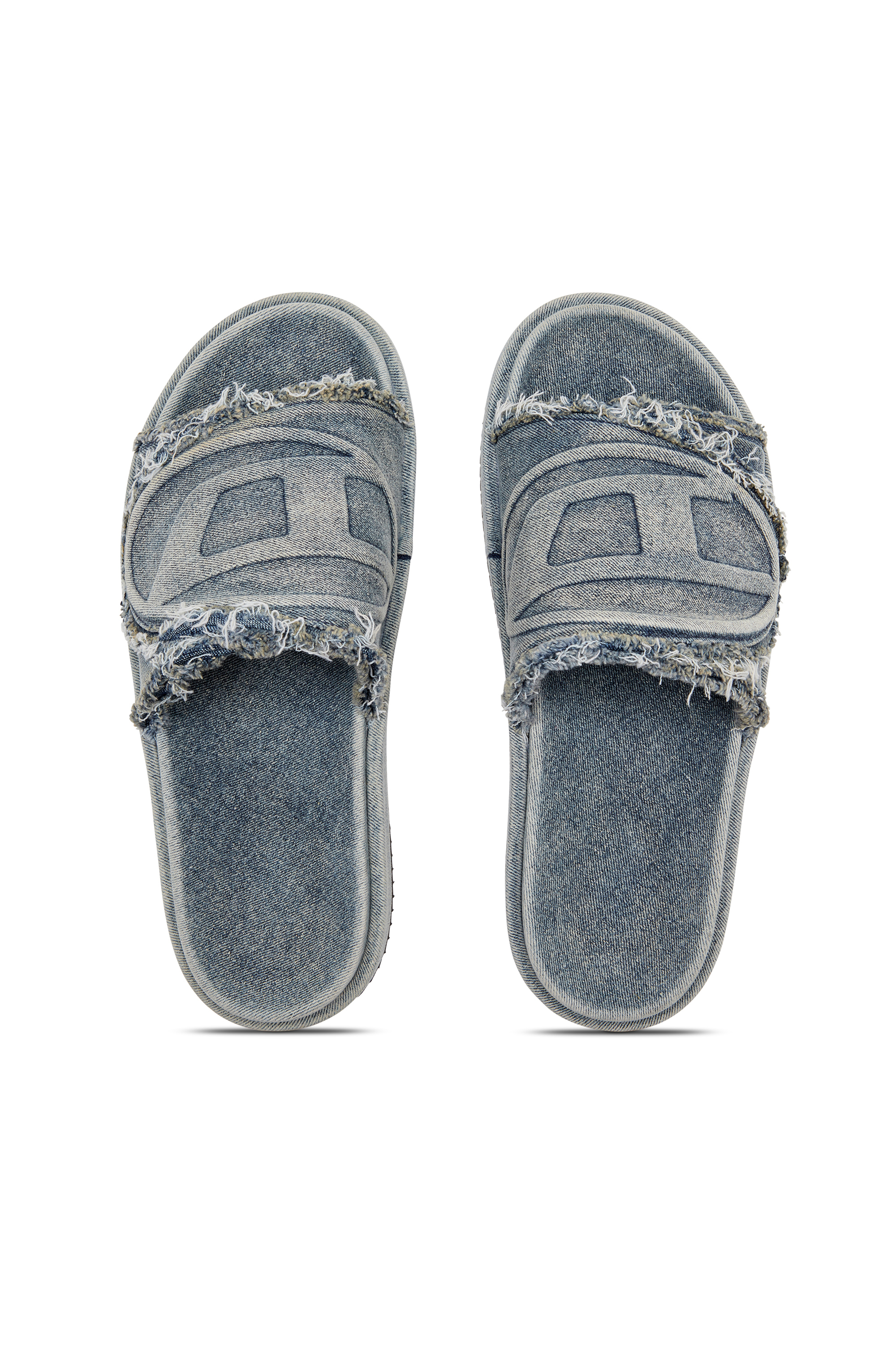 Diesel - SA-SLIDE D OVAL, Unisex's Sa-Slide D-Distressed denim slides in Light Blue - 5