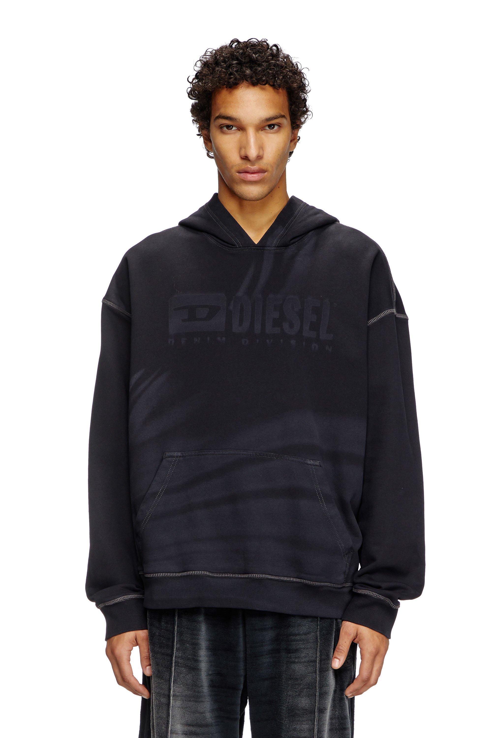 Diesel - S-BOXT-HOOD-R9, Man's Laser-faded logo hoodie in Black - 1