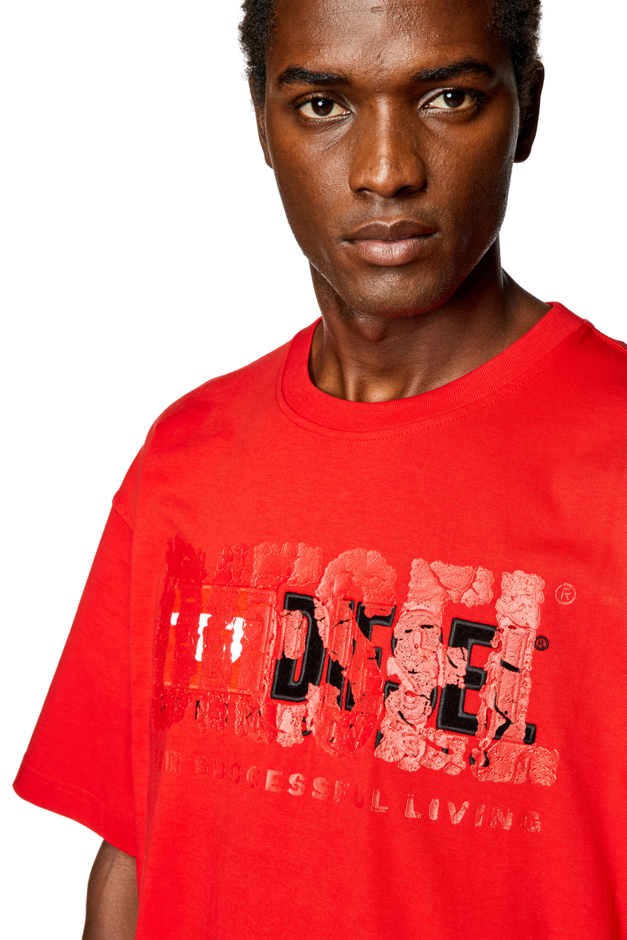 Diesel - T-NABEL-M1, Man T-shirt with dual logo in Red - Image 5