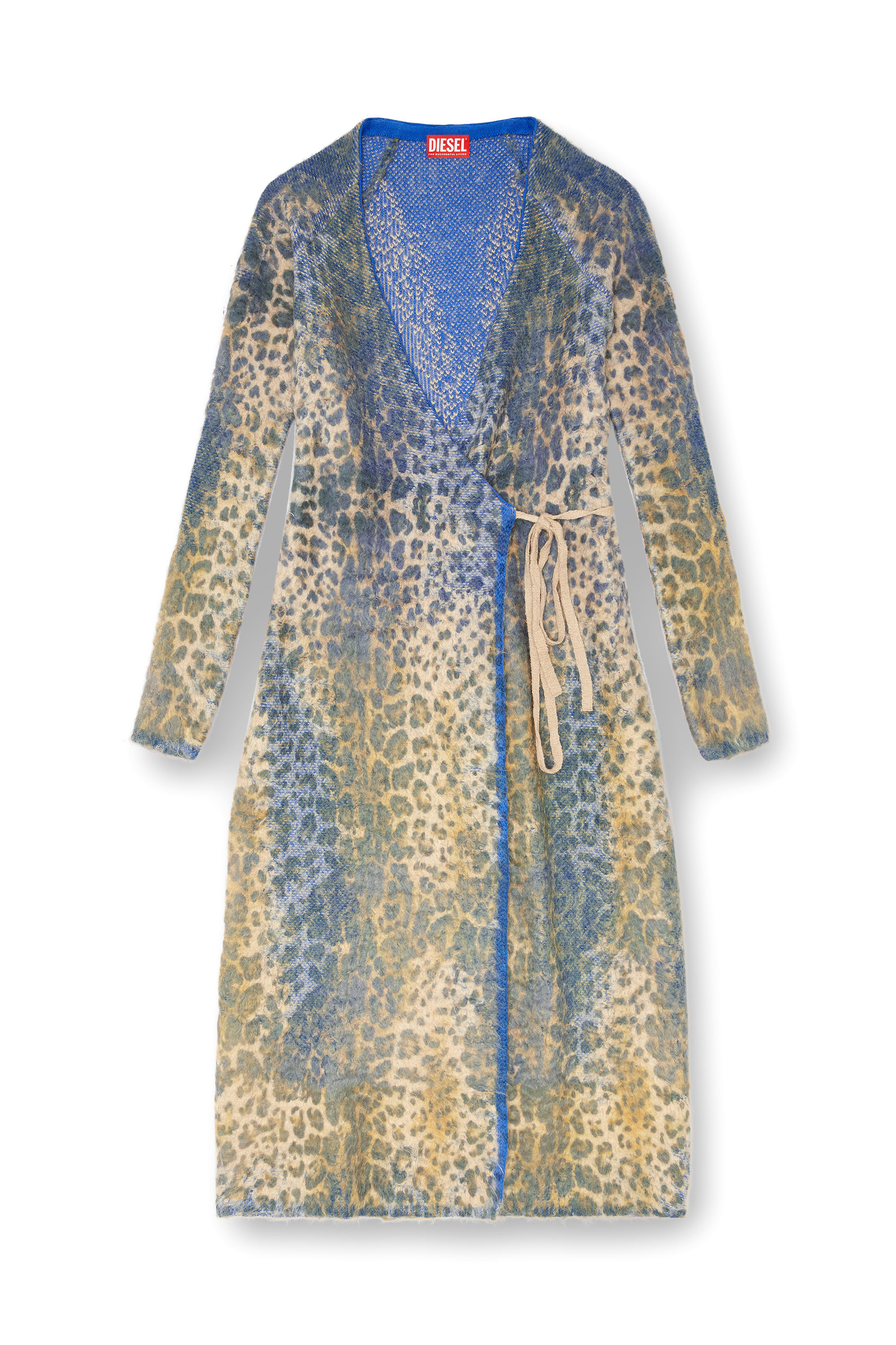 Diesel - M-SOFOCLE, Woman's Leopard print dress with devoré jacquard in Beige/Blue - 1