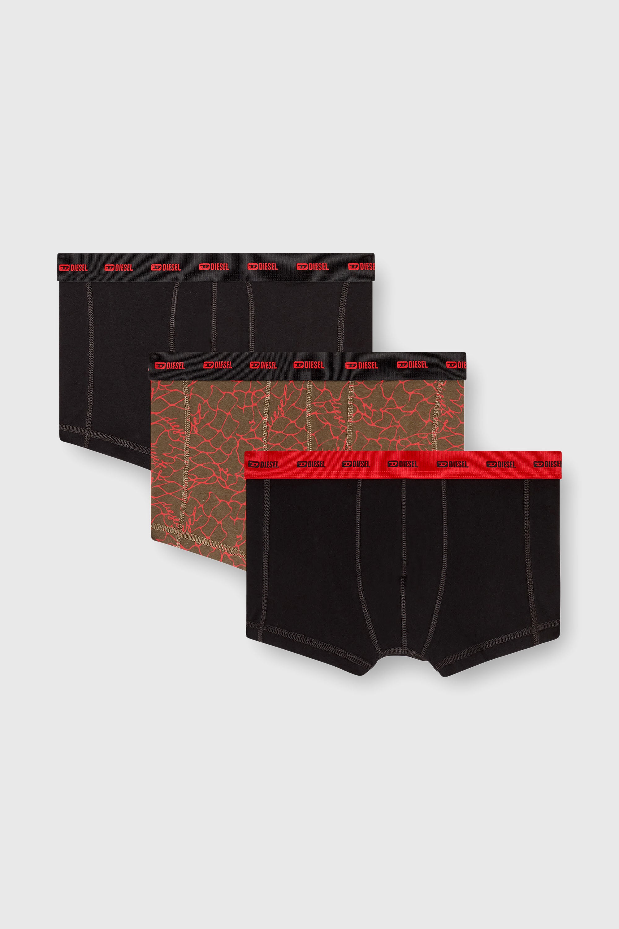 Diesel - DAMIEN-UTLT-3PACK, Man's Three-pack of trunks with graphic motif in Black/Brown - 1