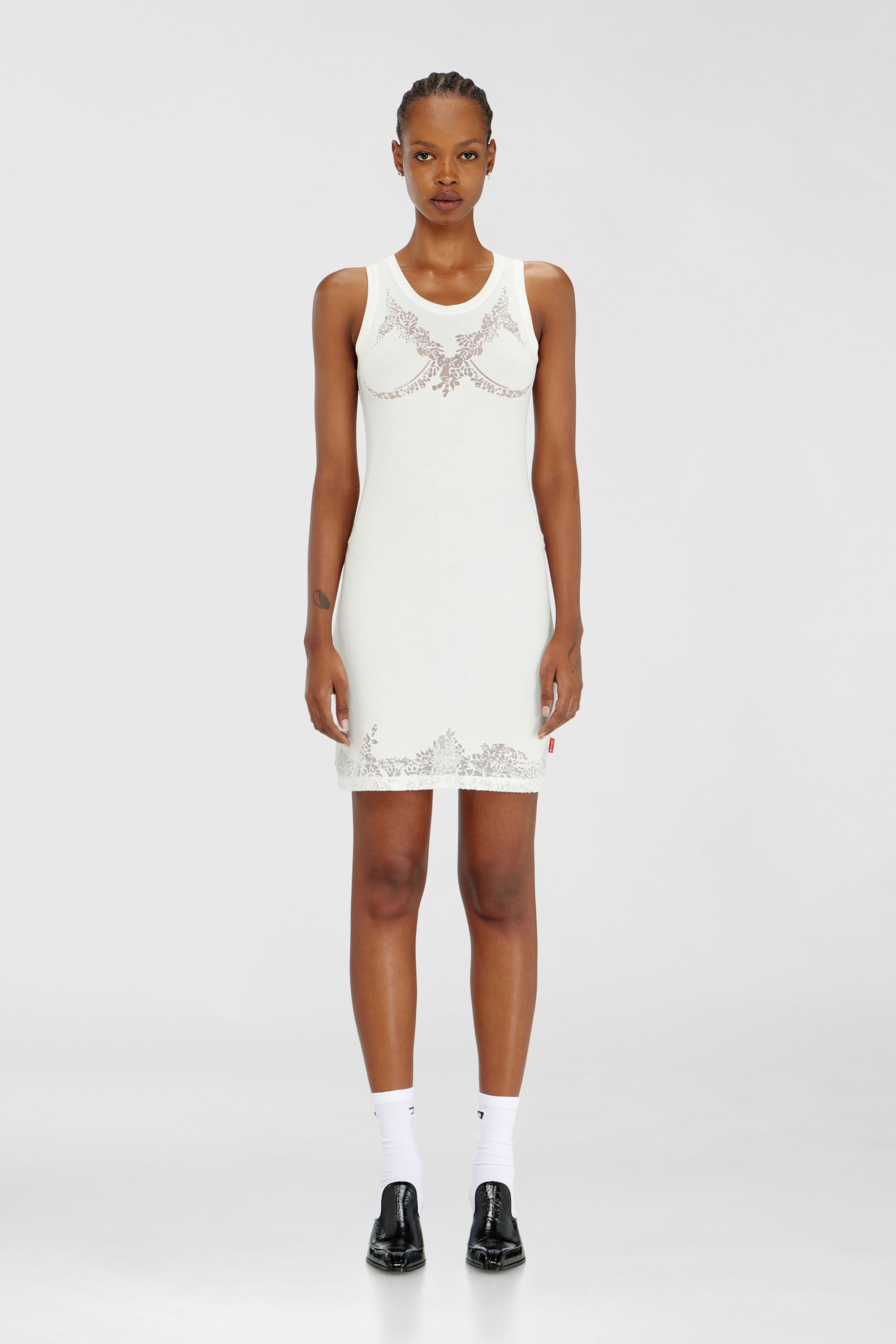 Diesel - PR-D-ANKI-LACE-R, Woman's Mini tank dress with devor&eacute; lace effect in White - 1