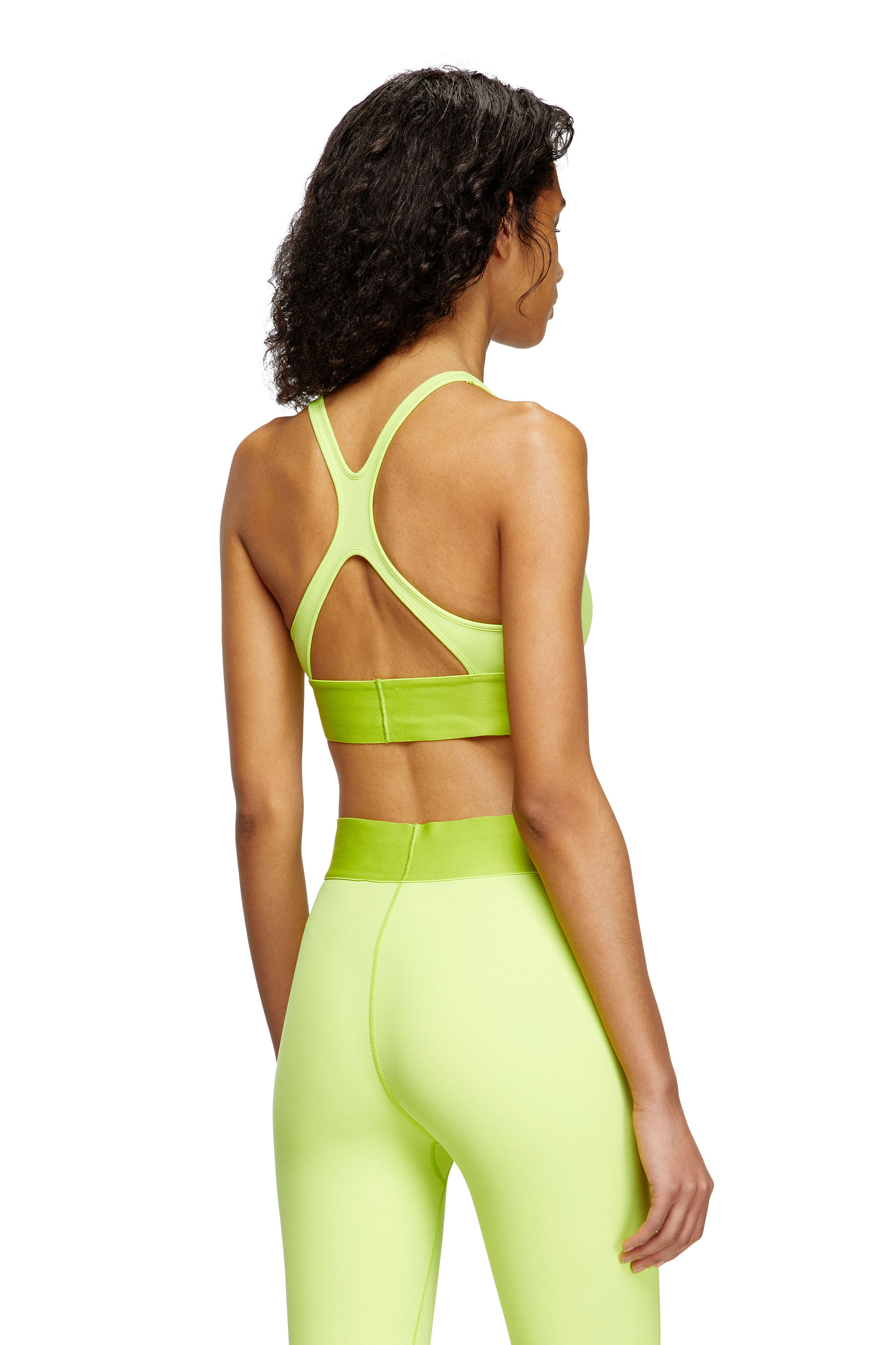Diesel - ALLISON-D-POP, Woman's Microfibre sports bra with cut-off logo in Green Fluo - 4