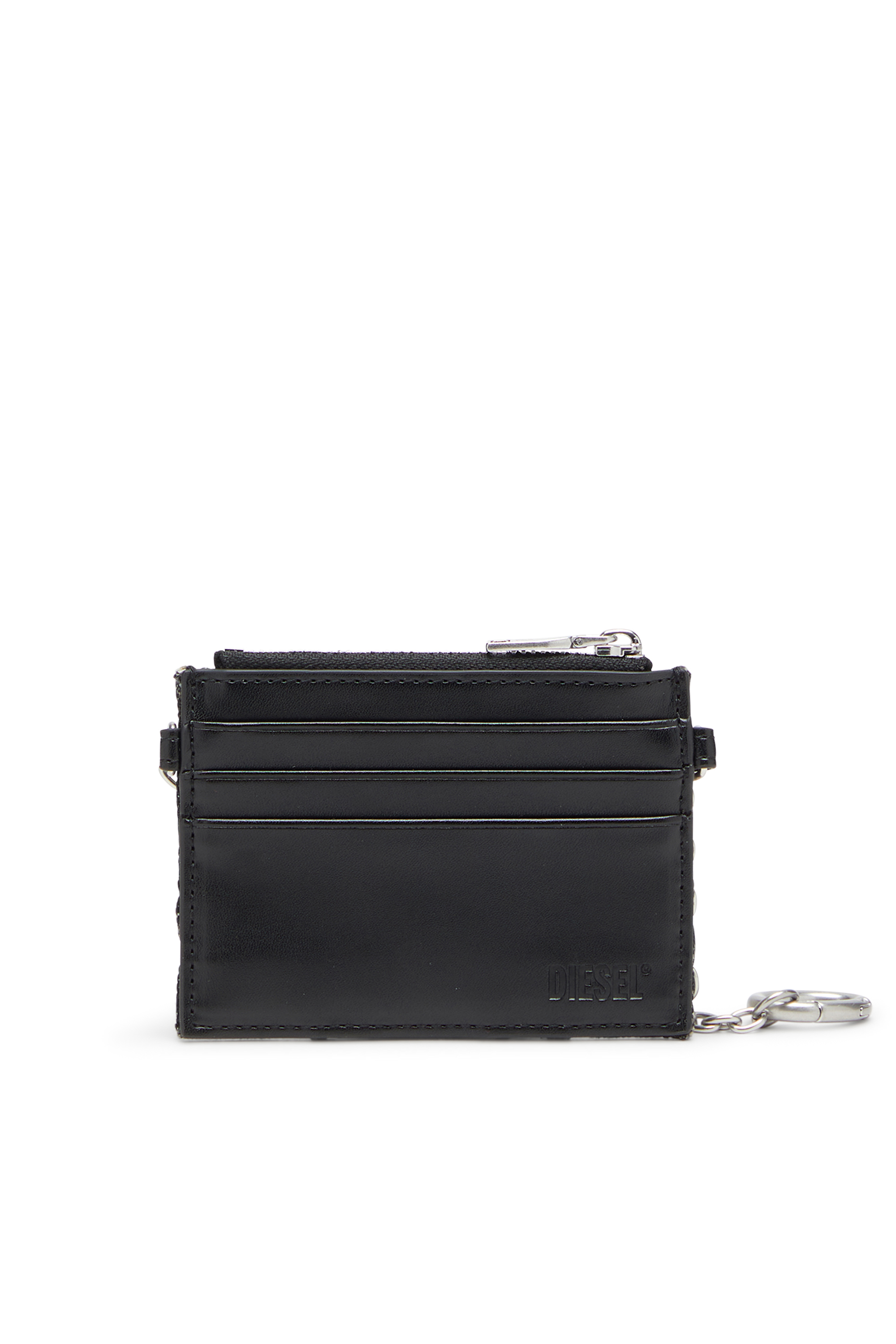 Diesel - CARD HOLDER WITH CHAIN, Woman's Card holder with chain and zip coin pocket in Dark grey - 2
