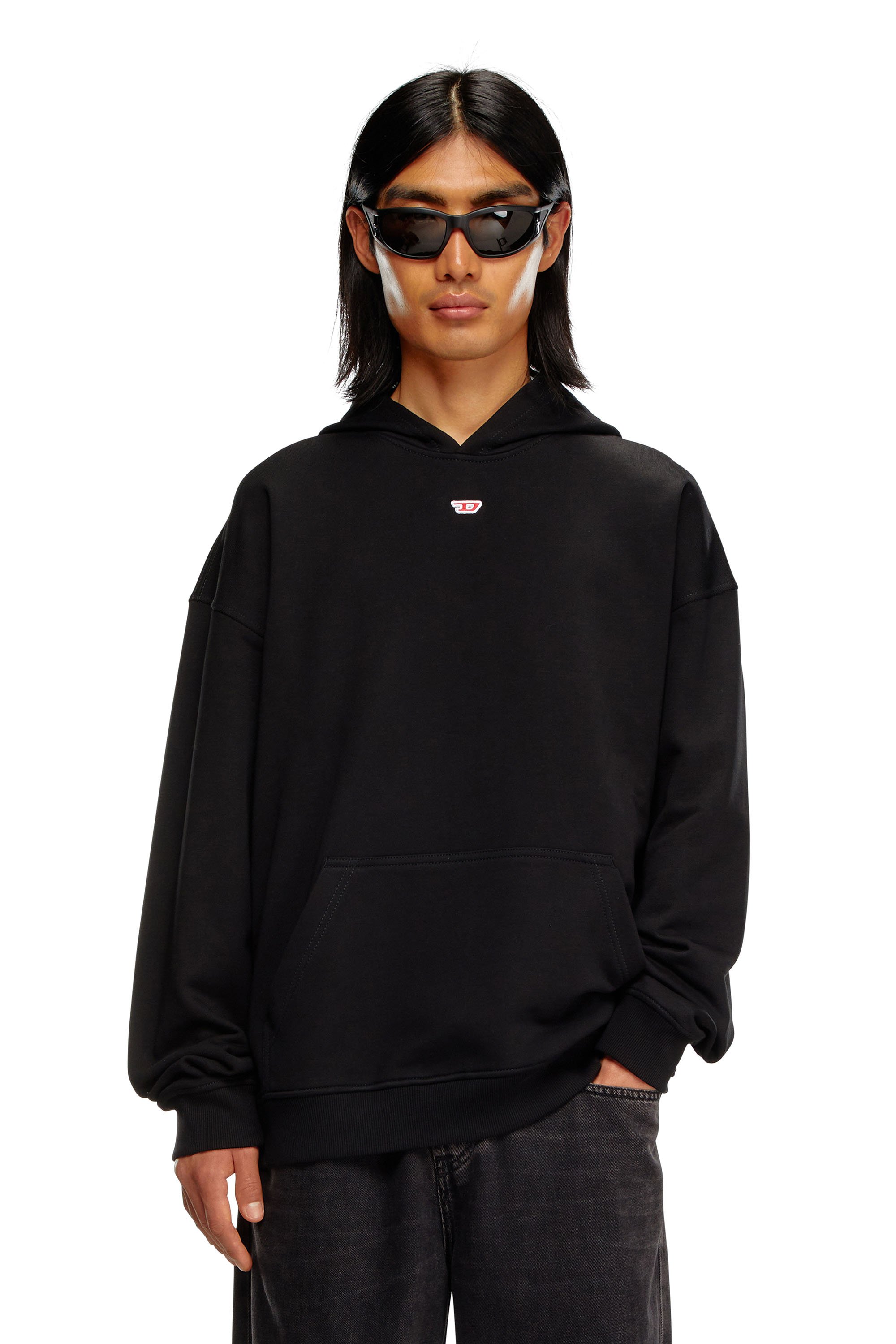 Diesel - S-BOXT-HOOD-D, Man's Hoodie with D logo patch in Black - 1