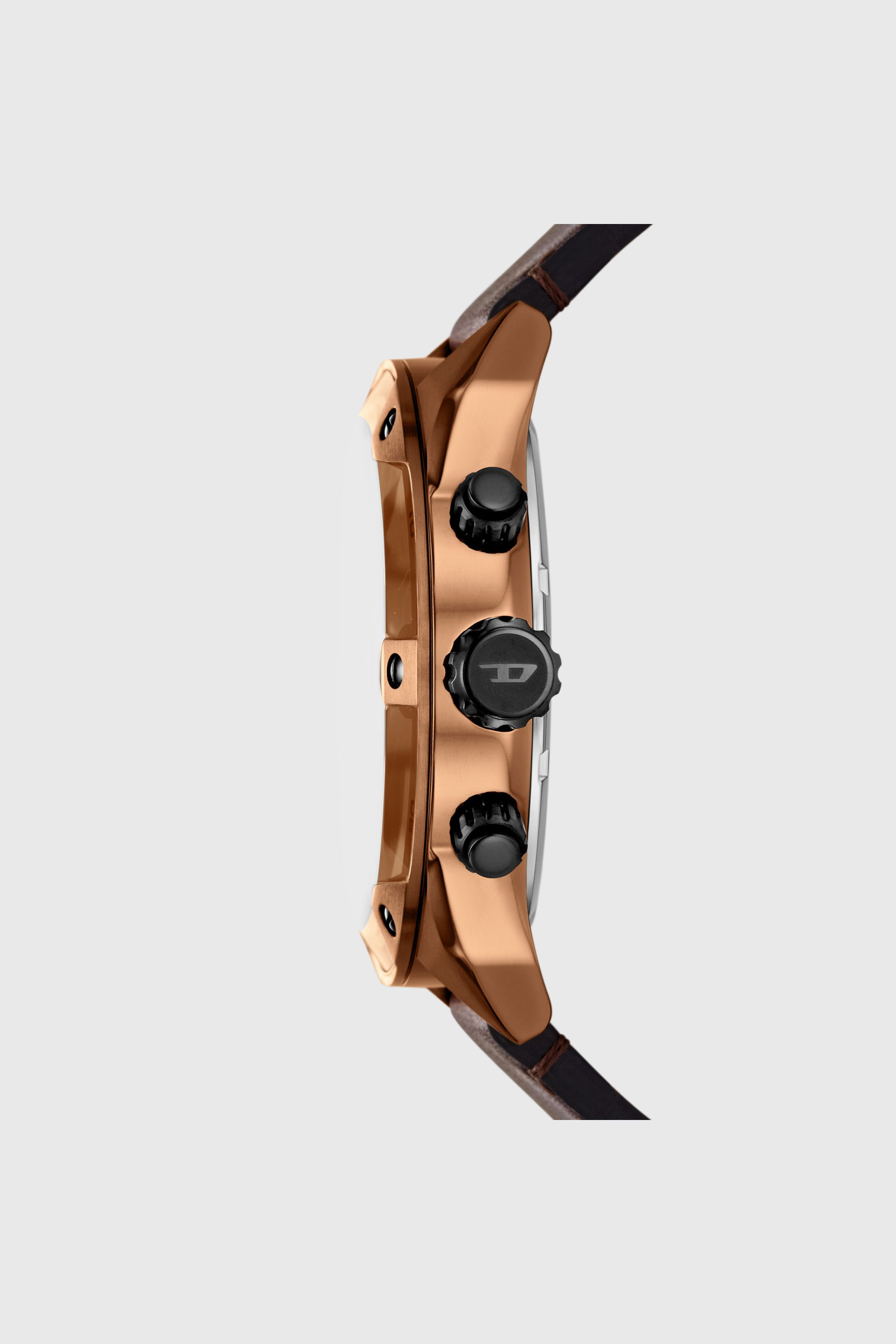 Diesel - DZ4698 WATCH, Man's Spiked brown leather watch in Brown - 3