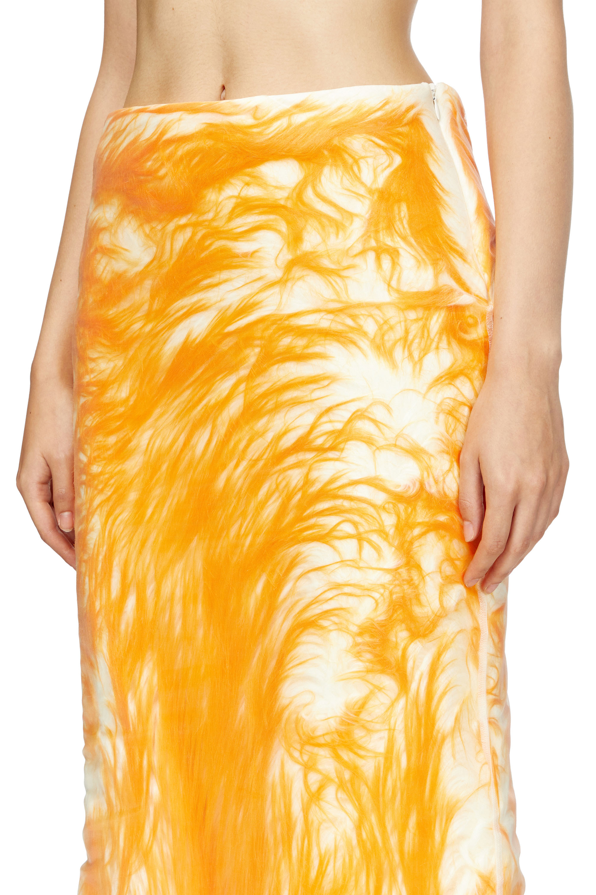 Diesel - O-TALU, Woman's Fluffy pencil skirt with tulle overlay in Orange - 4