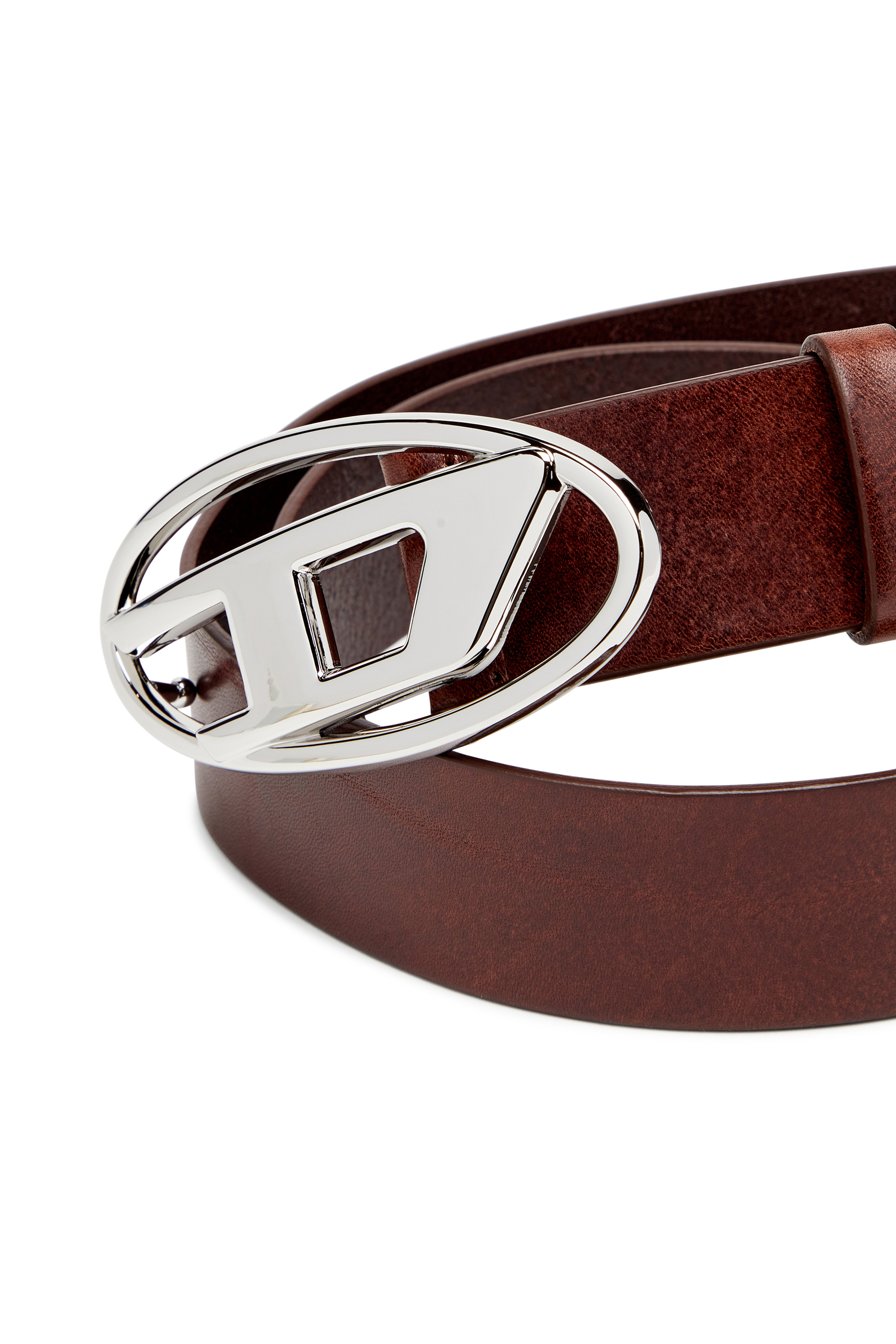 Diesel - B-1DR W, Woman's 3.9cm belt with D logo buckle in Dark Brown - 3