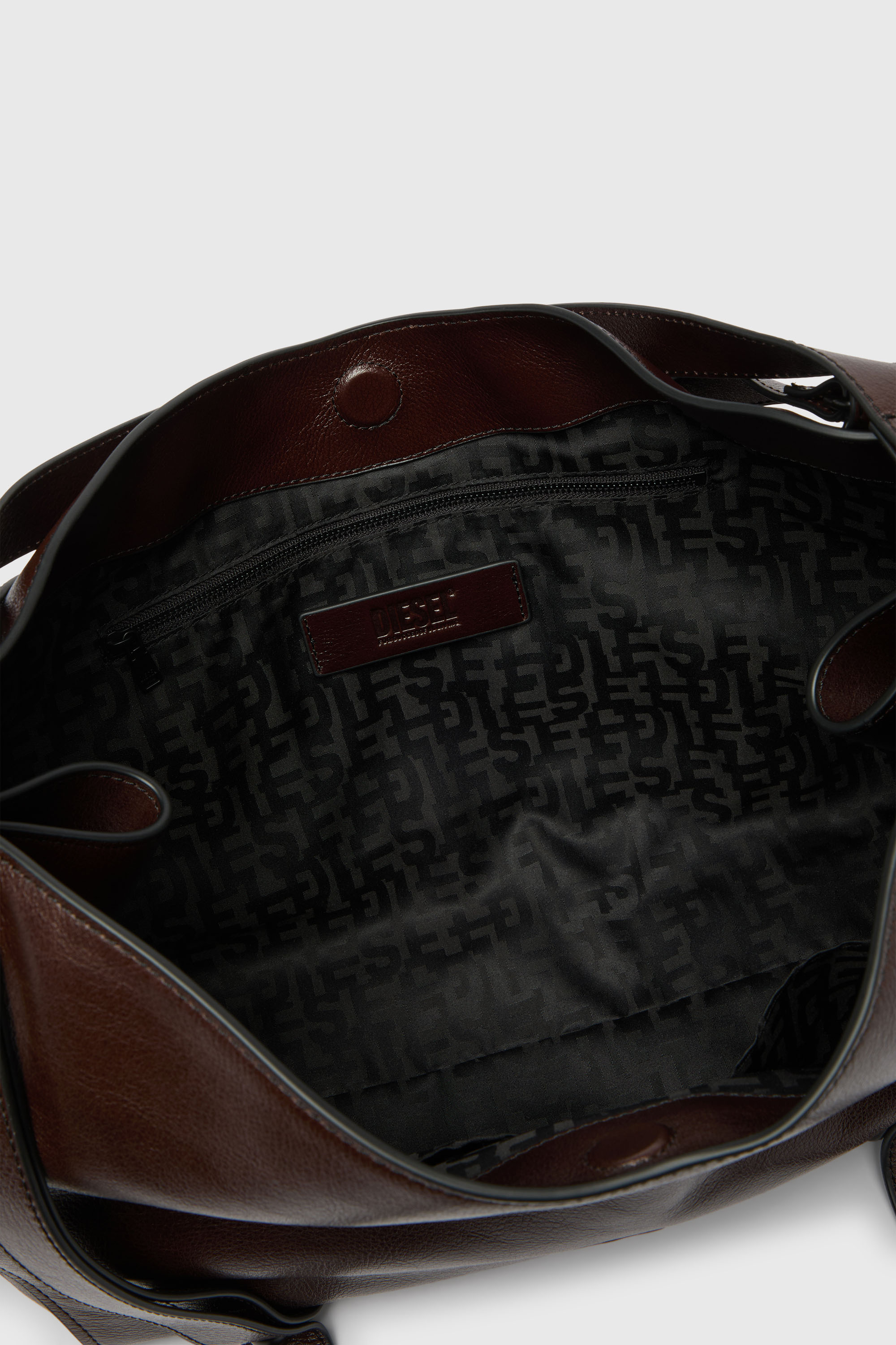 Diesel - D-ONE TOPHANDLE M, Unisex's D-One- Medium top-handle bag in leather in Dark Brown - 5