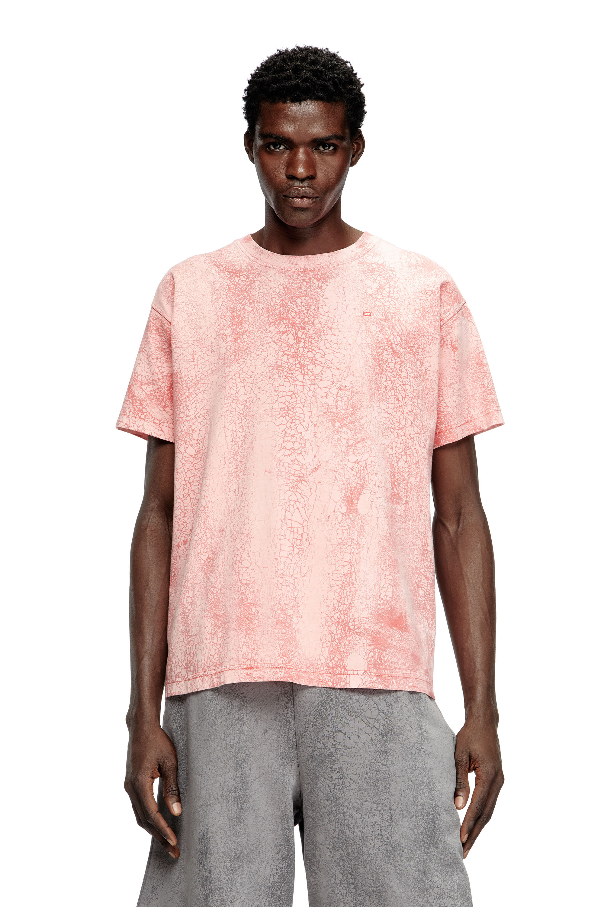 Diesel - T-NORM-T8, Man's T-shirt in waxed jersey in Pink - 3