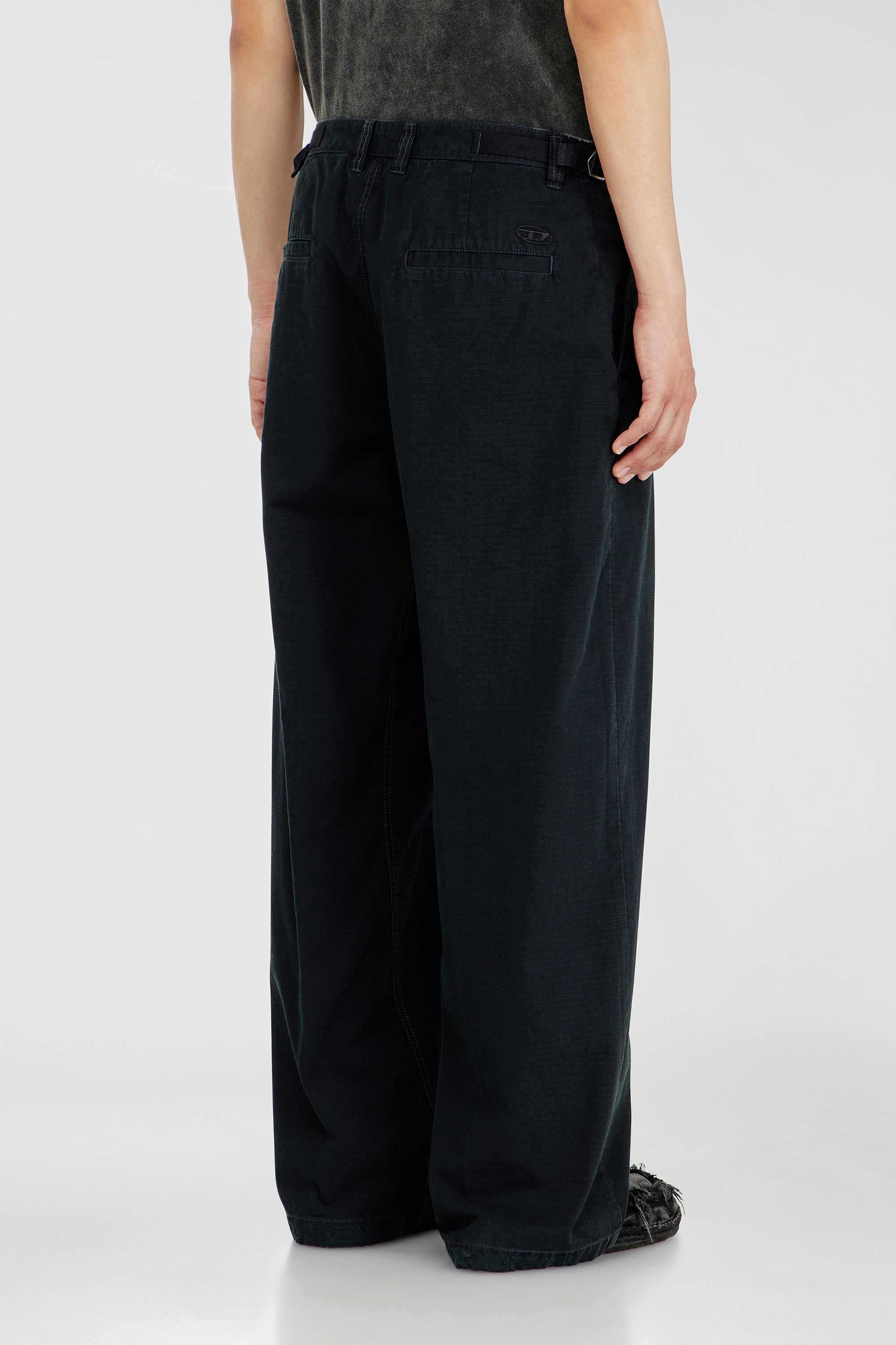 Diesel - P-BALL, Man's Cotton ripstop pants with side buckles in Black - 4