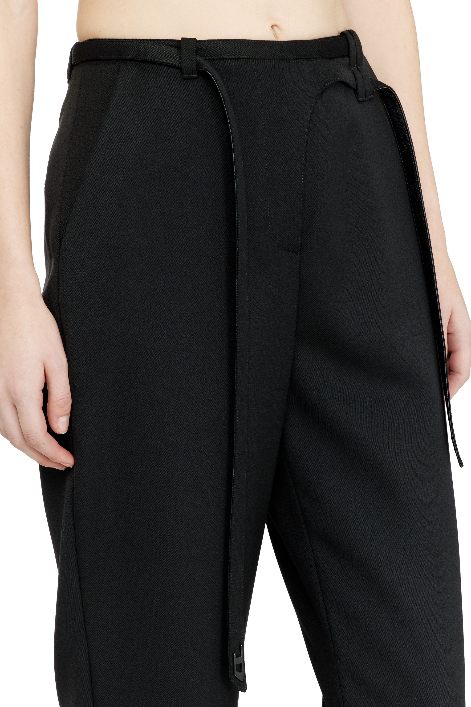 Diesel - P-IXIE-1, Woman's Tailored pants with biker belt strap in Black - 5