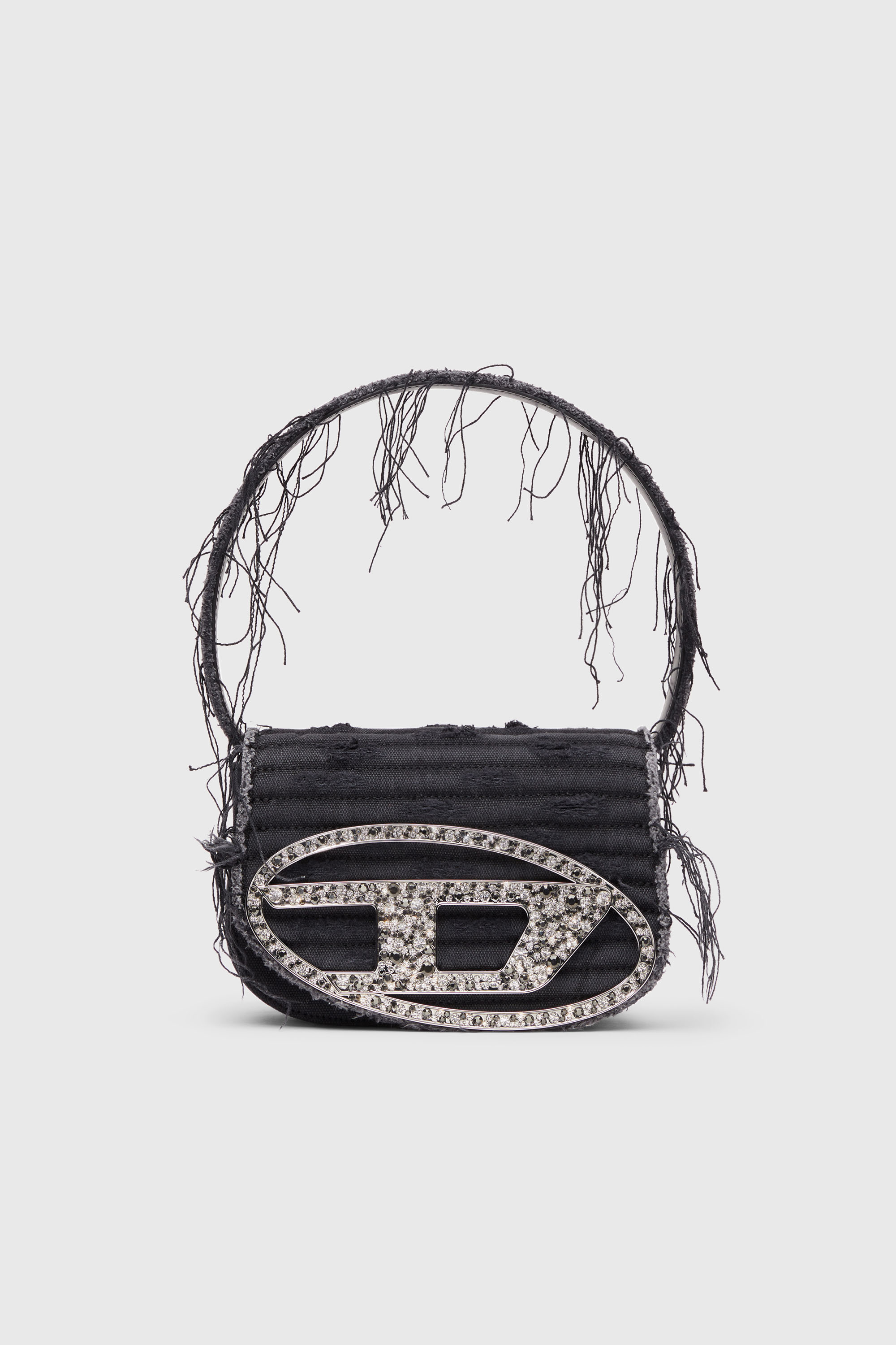 Diesel - 1DR, Woman's 1DR-Iconic shoulder bag in canvas and leather in Black - 1