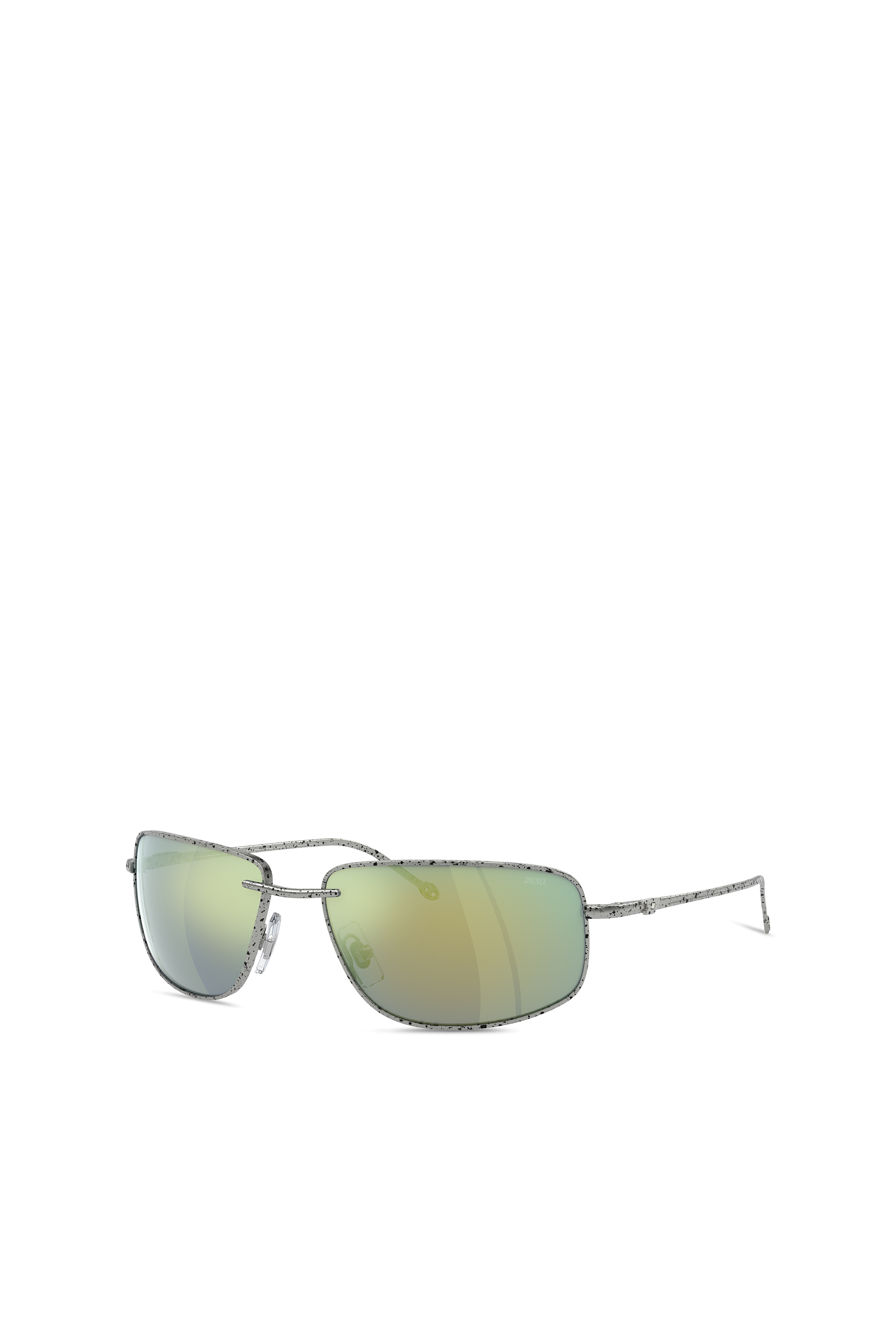 Diesel - 0DL1005, Unisex's Racer shape sunglasses in metal in Spotted Silver/Peacock - 5