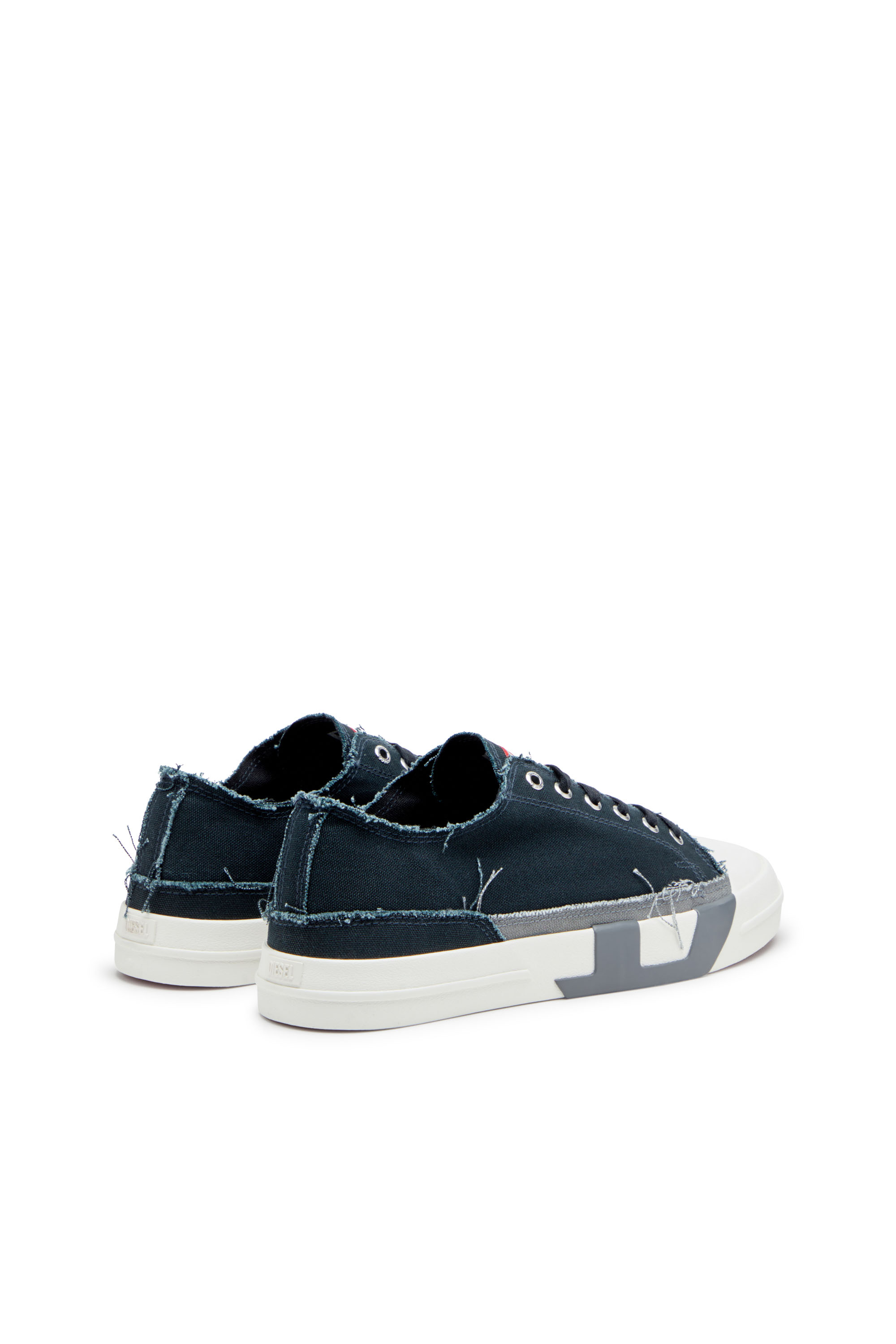 Diesel - S-D-VERSE LOW, Man's Sneakers in frayed canvas in Blue/Grey - 3