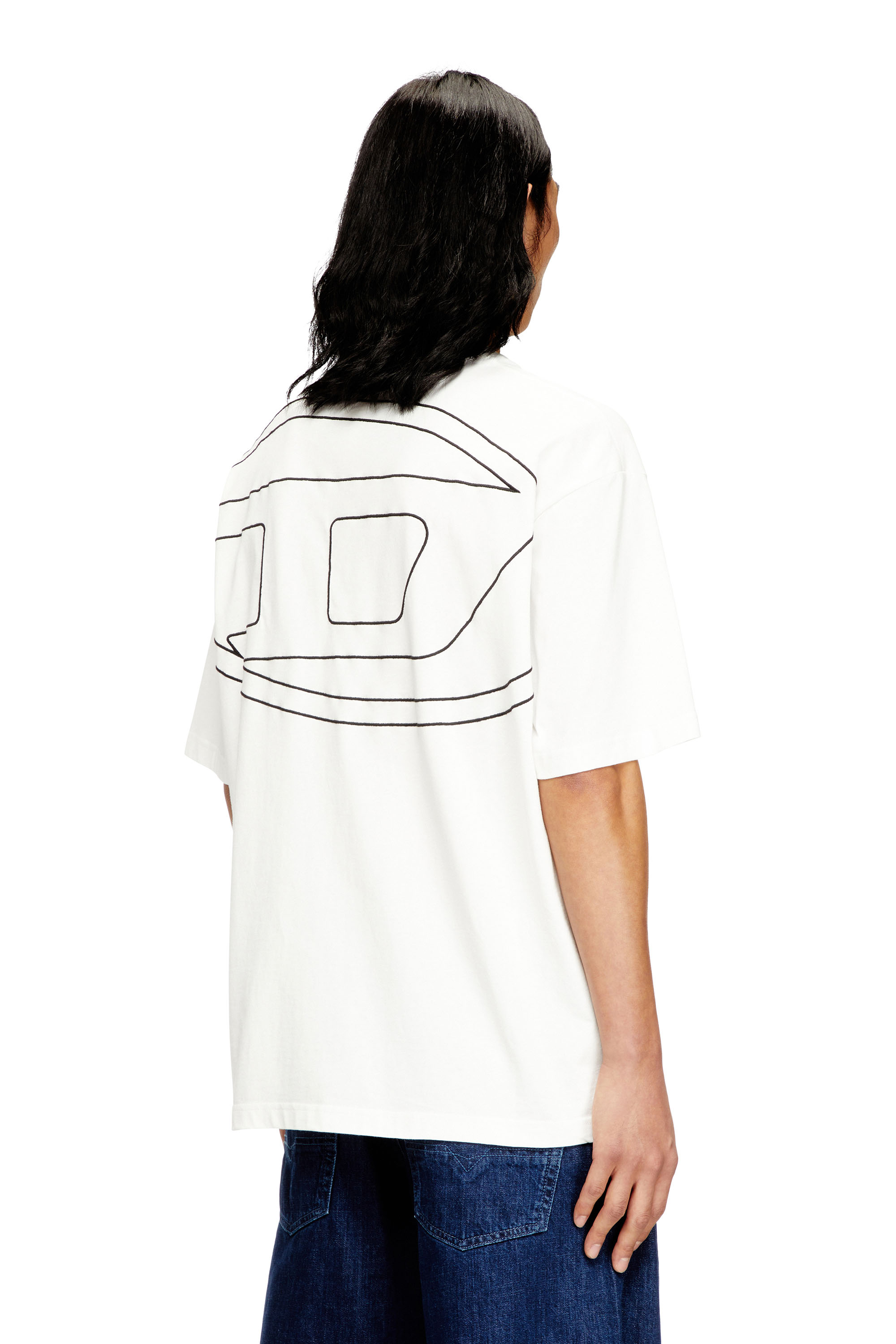 Diesel - T-BOGGY-MEGOVAL-D, Man's T-shirt with maxi oval D embroidery in White - 4