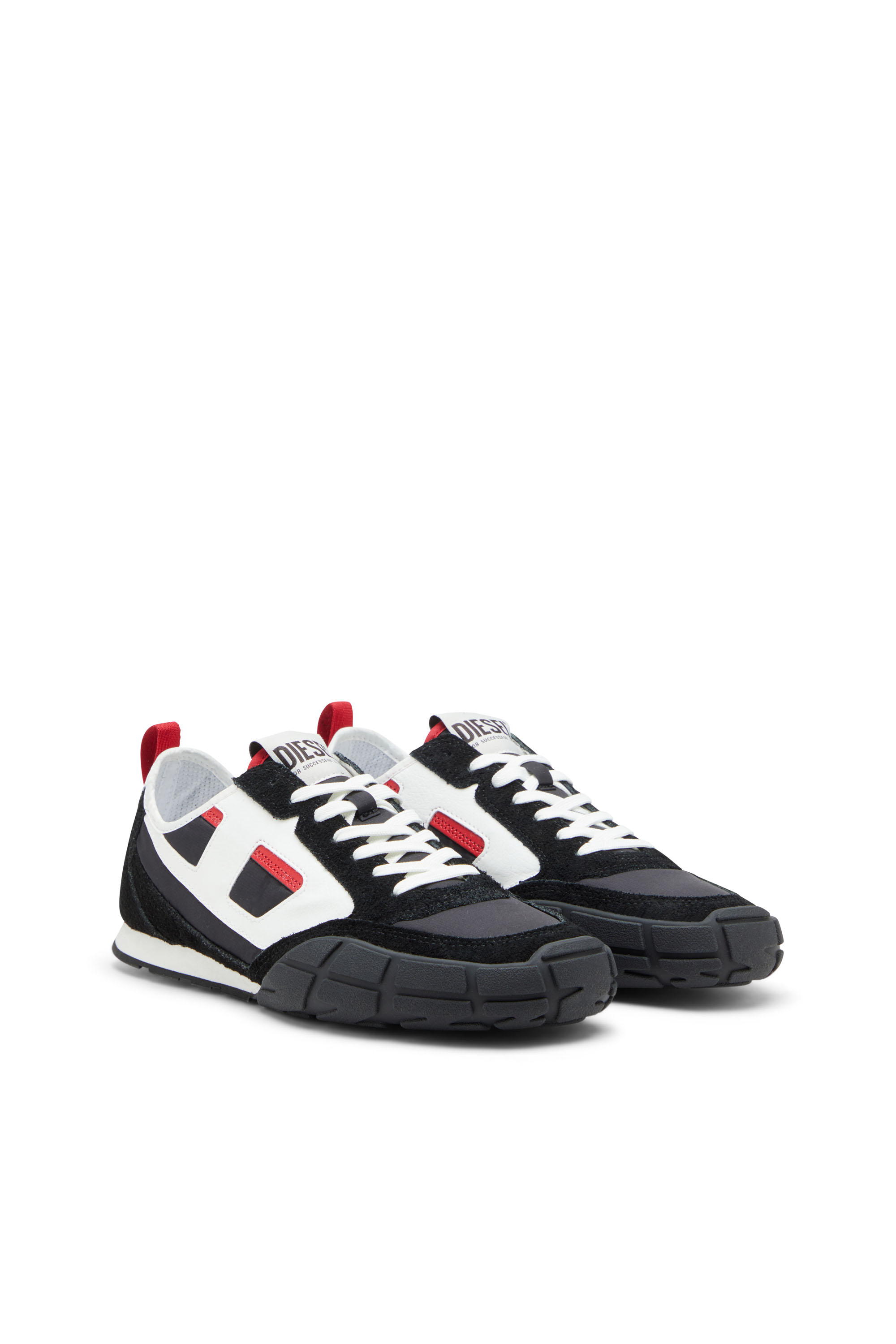 Diesel - S-PAGODHA LOW, Man's S-Pagodha-Sneakers in leather, suede and ripstop in Black/Red - 2