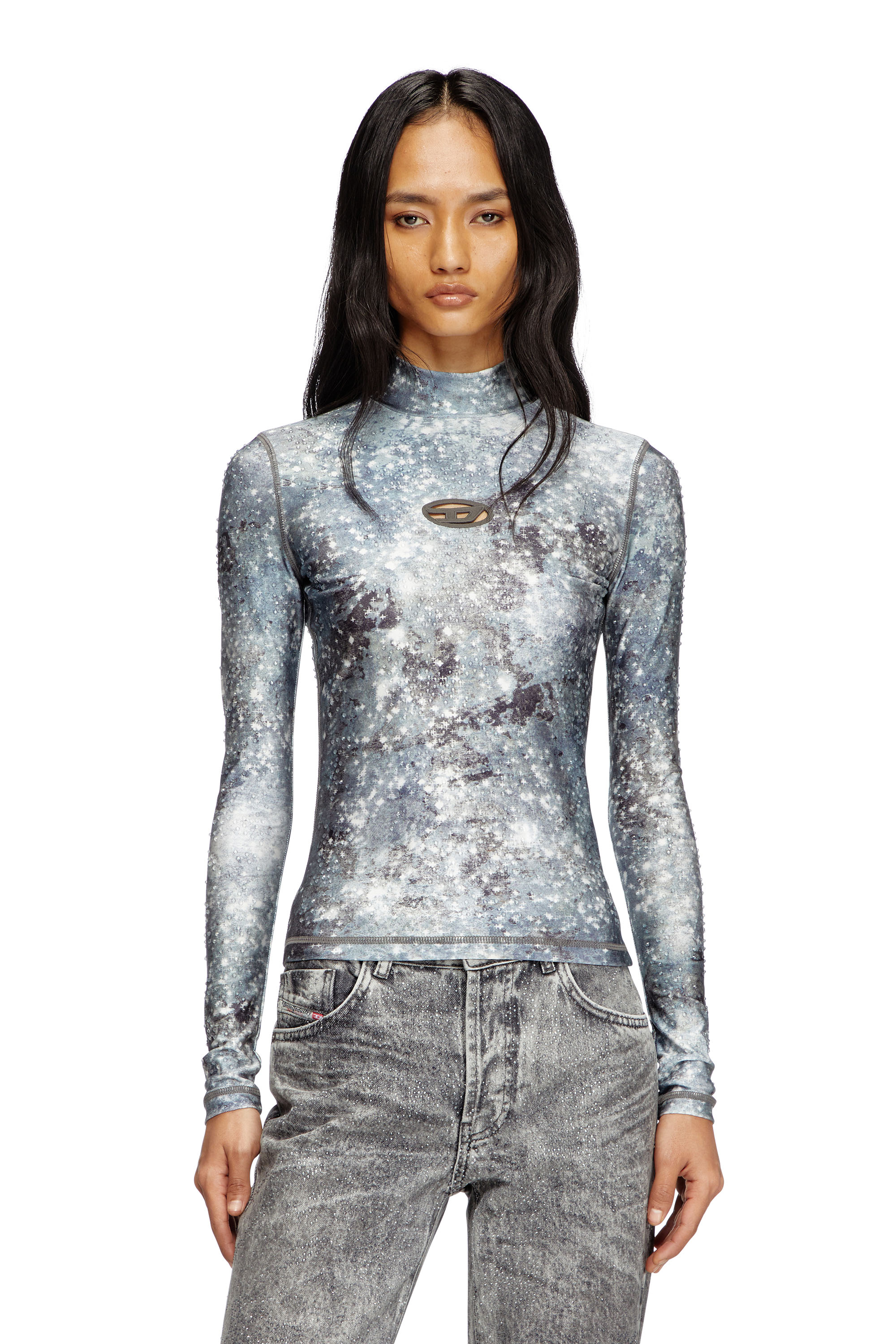 Diesel - T-AKARA, Woman's Long sleeved turtle neck top in Grey - 1