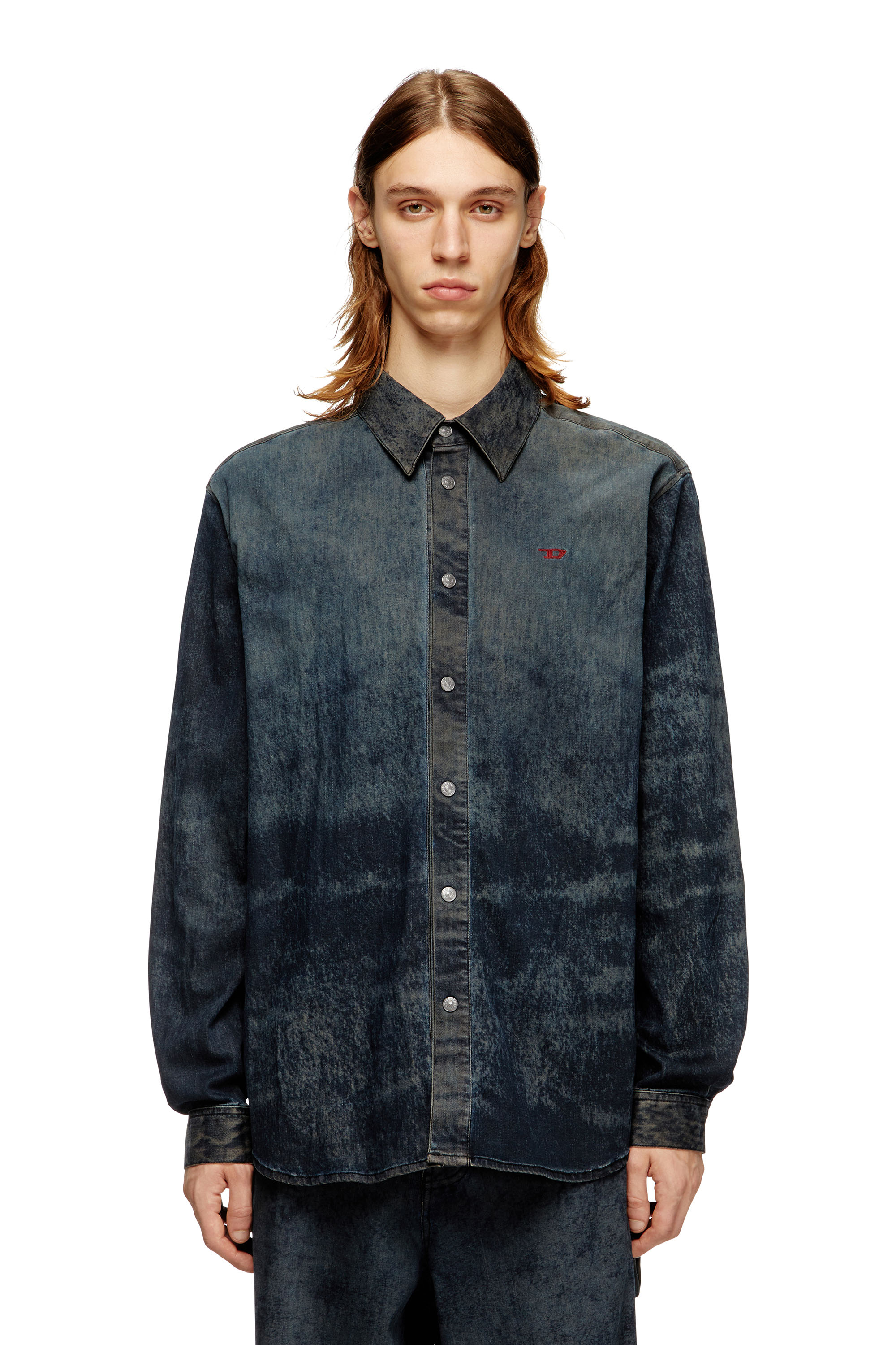 Diesel - S-SIMPLY-EPBS, Man's Cotton-blend shirt with logo in Black - 3