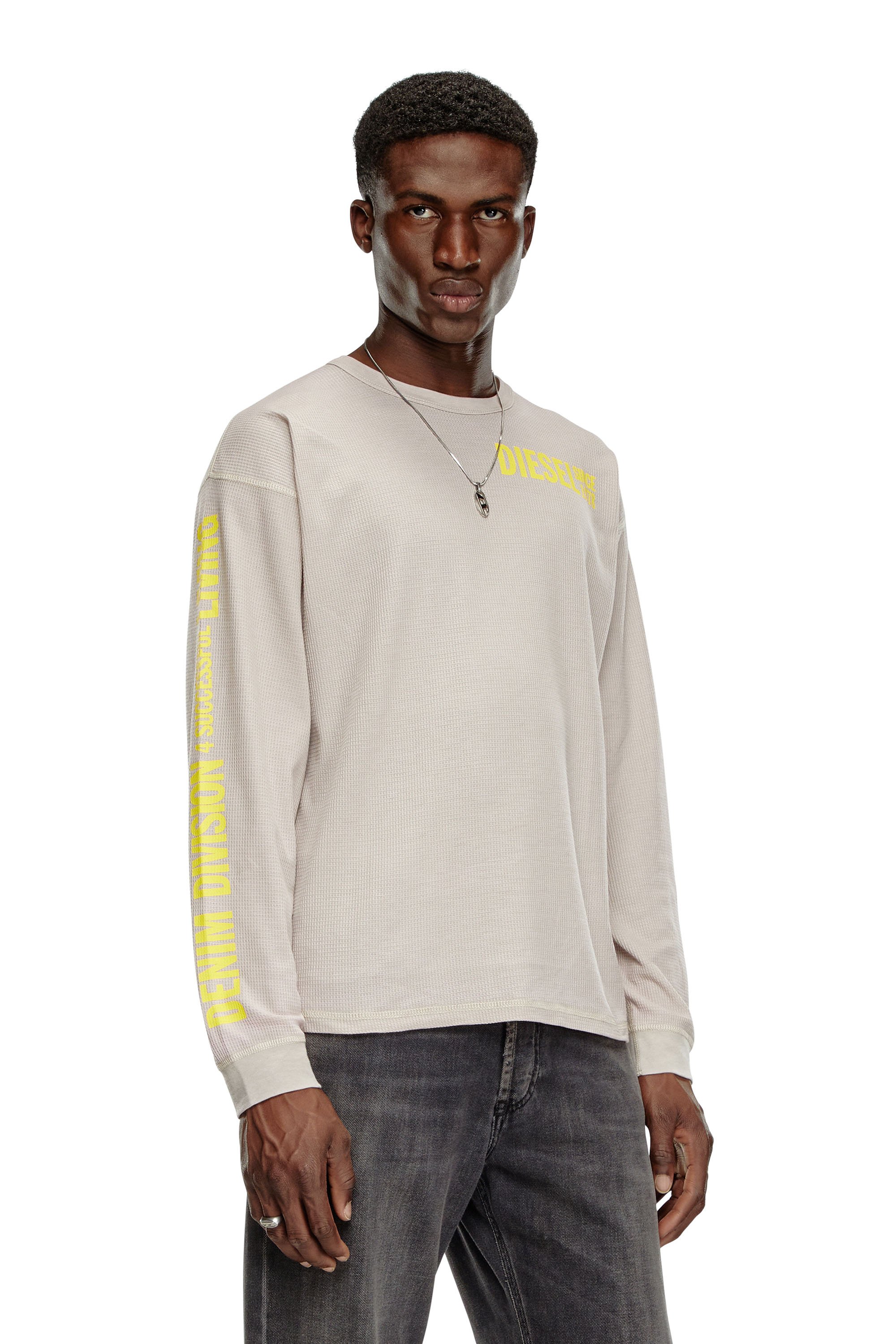 Diesel - T-BURNXT-LS, Man's Long-sleeve T-shirt in burnout waffle in Face Powder - 1