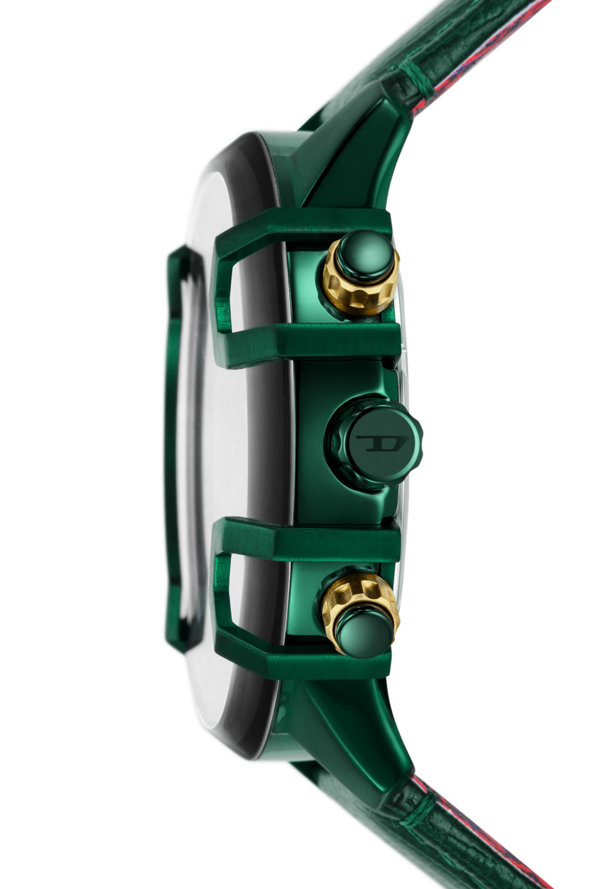 Diesel - DZ4651, Man's Griffed chronograph green leather watch in Green - 3