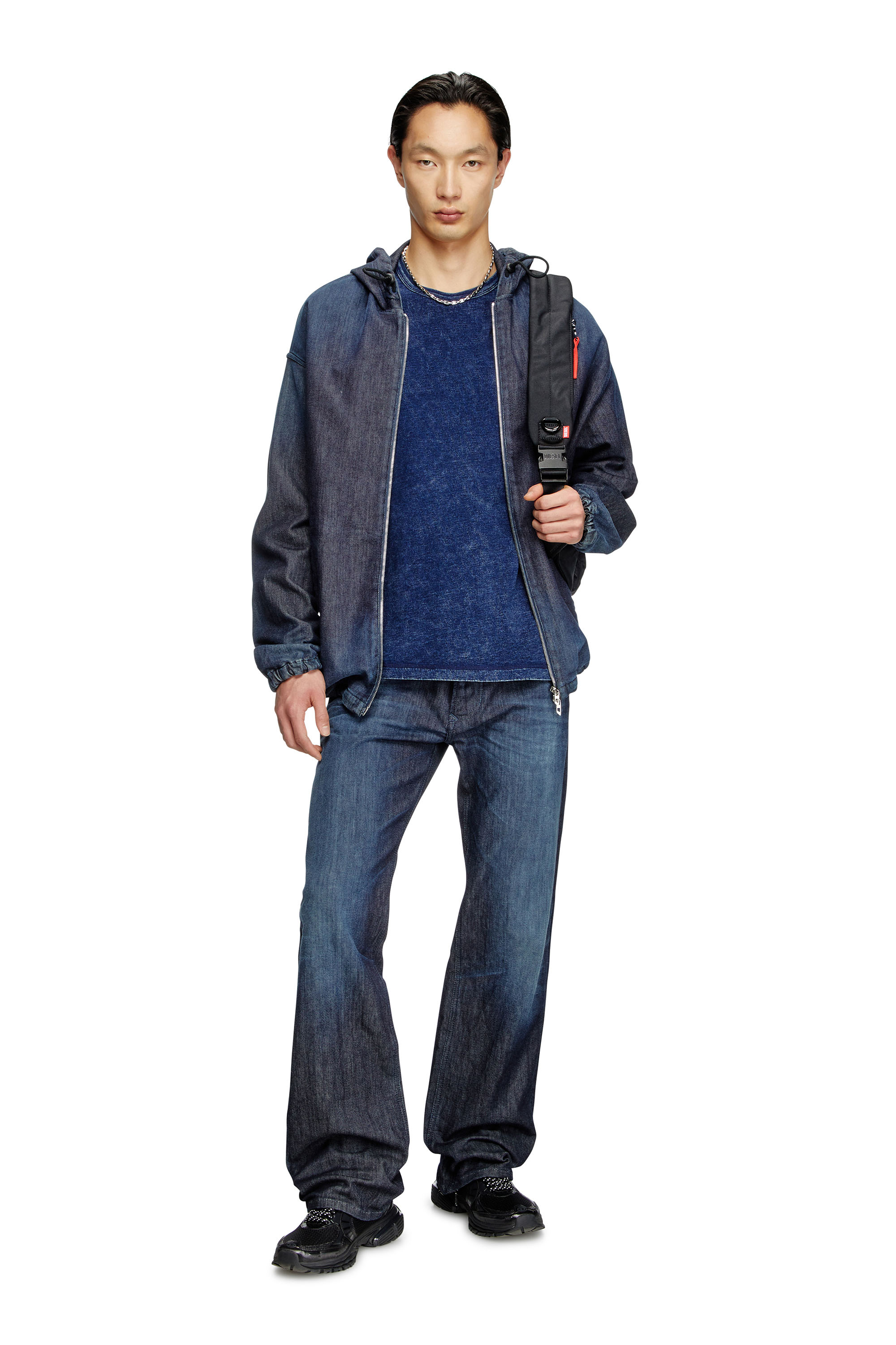 Diesel - T-ADJIND, Man's Denim-look jersey T-shirt in Blue - 1