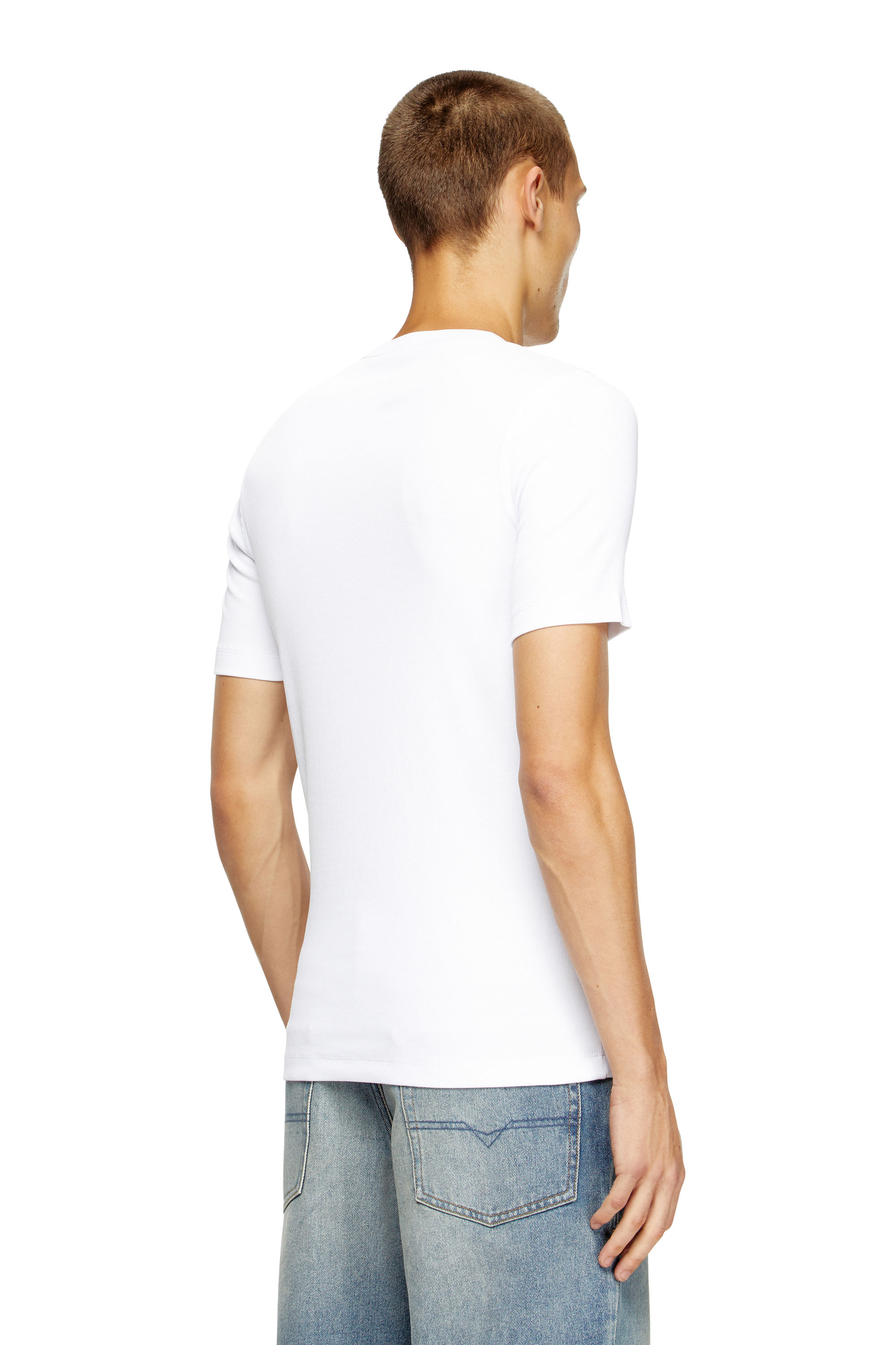Diesel - D-RIBBER-N, Man's T-shirt with D patch in White - 4