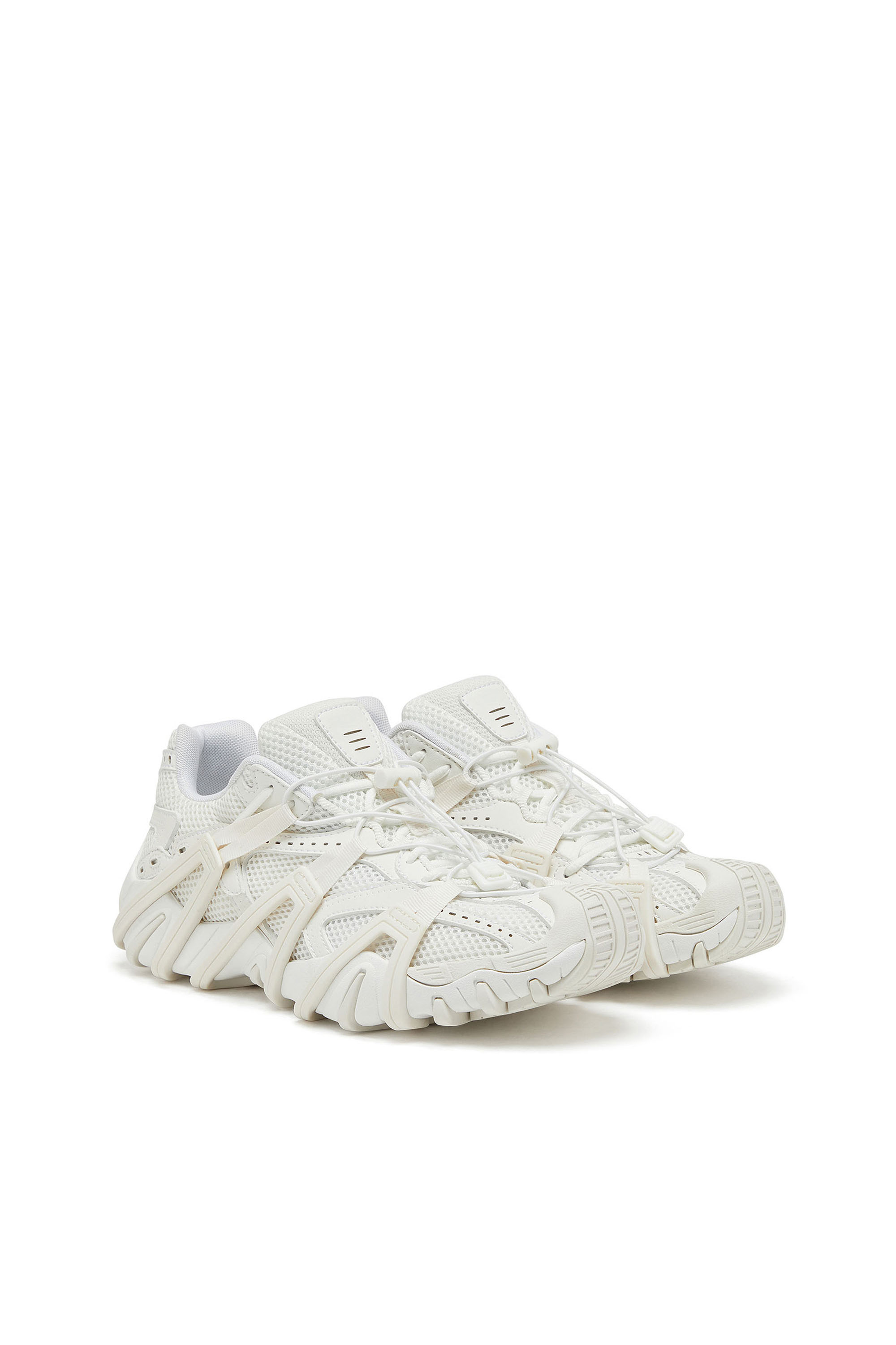 Diesel - S-PROTOTYPE CR LACE X, Man's S-Prototype Cr-Mesh and PU sneakers with double lacing in White - 2