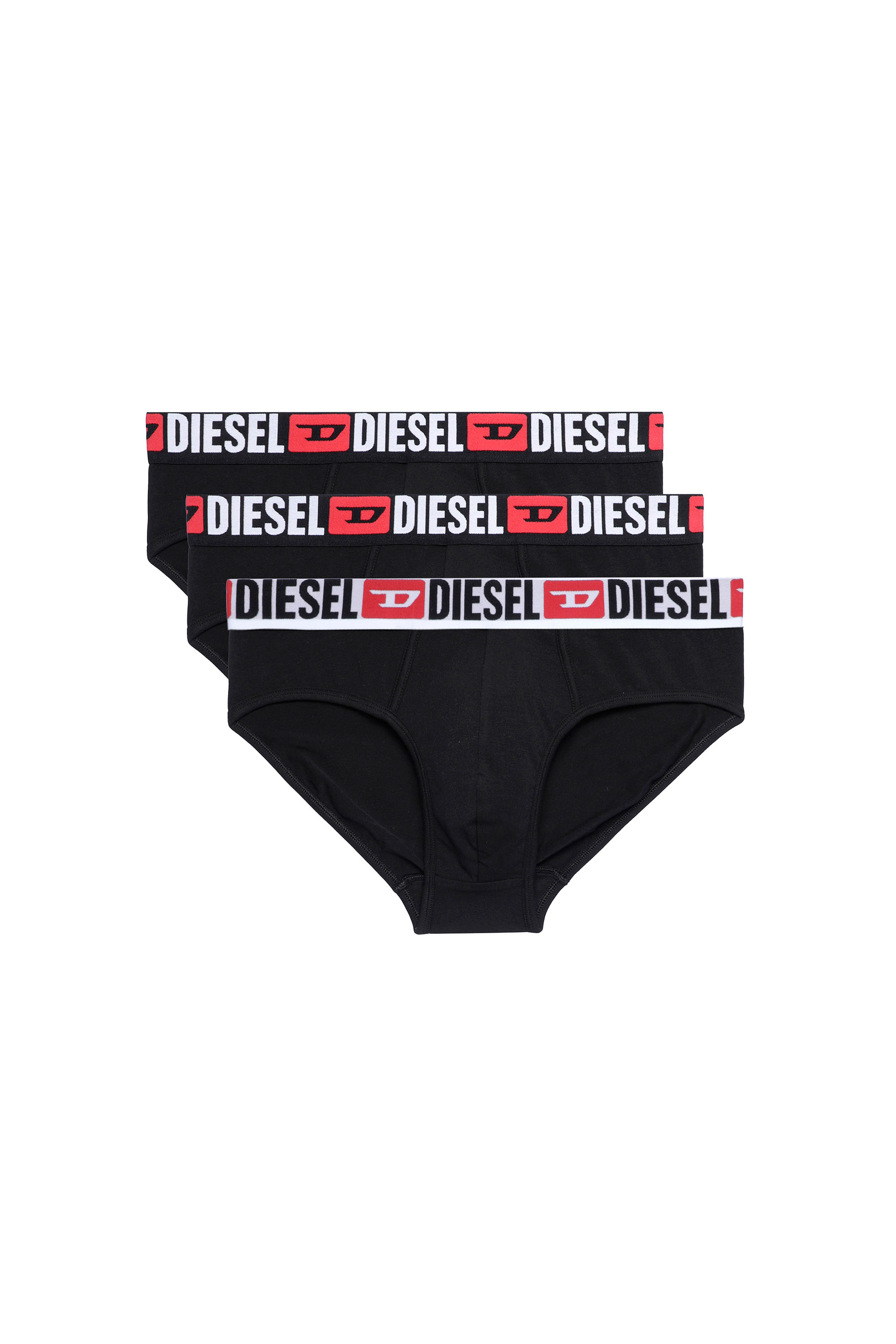 Diesel - UMBR-ANDRETHREEPACK, Man's Three-pack of solid-colour briefs in Black/White - 2