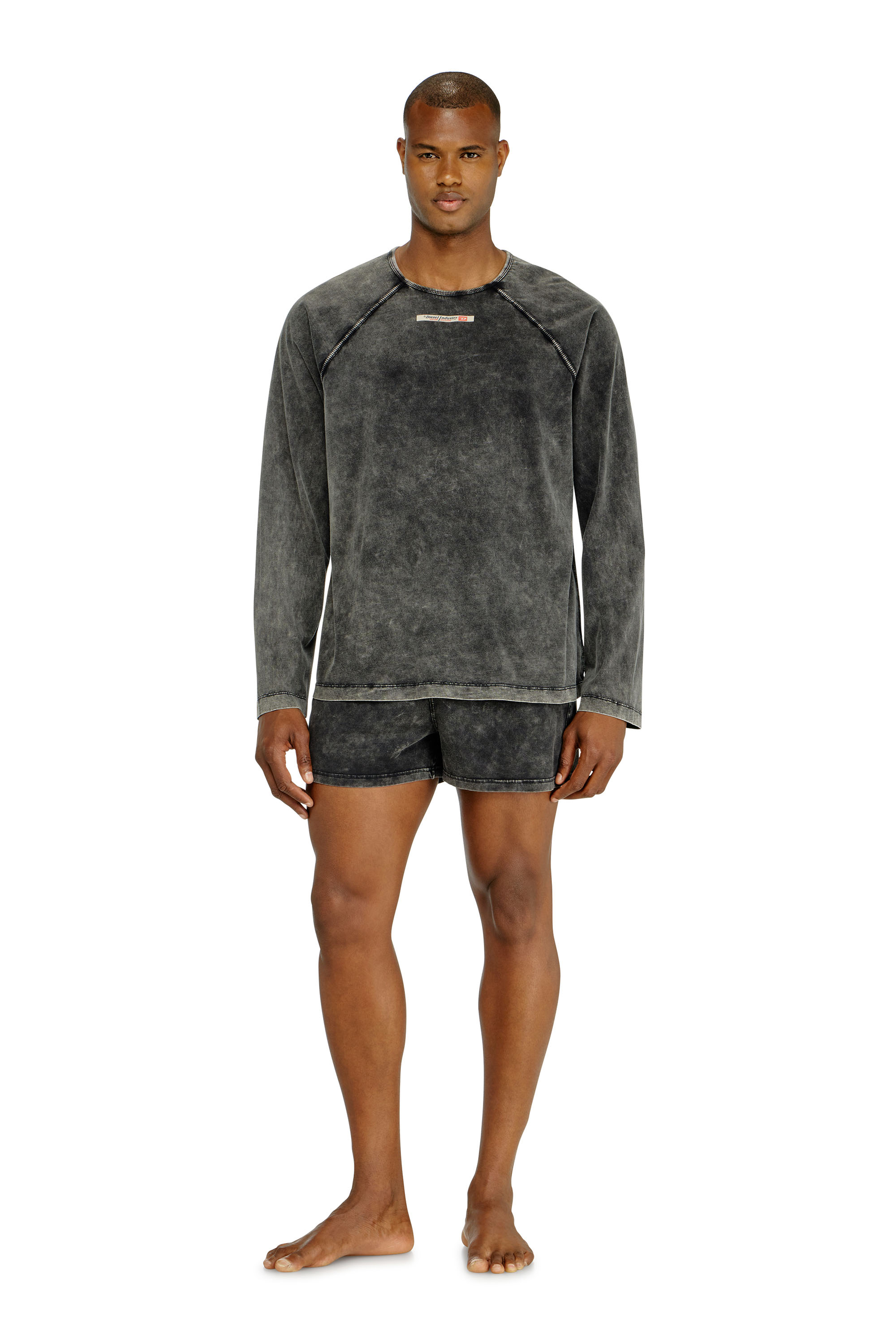 Diesel - BRYAN-DNM, Man's Cotton pijama top with logo patch in Dark grey - 1