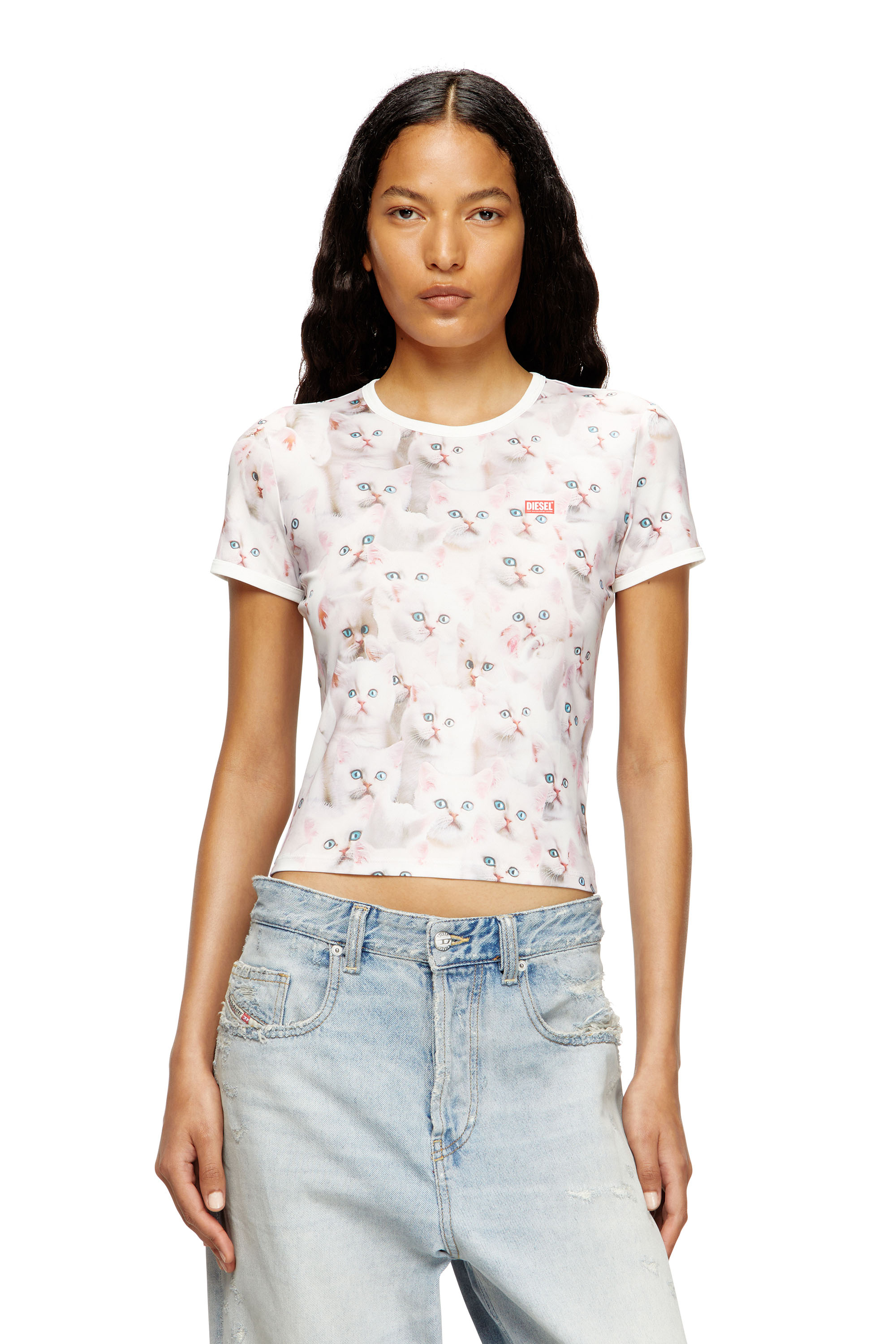 Diesel - T-UNCLAU, Woman's Jersey top with all-over print in null - 1
