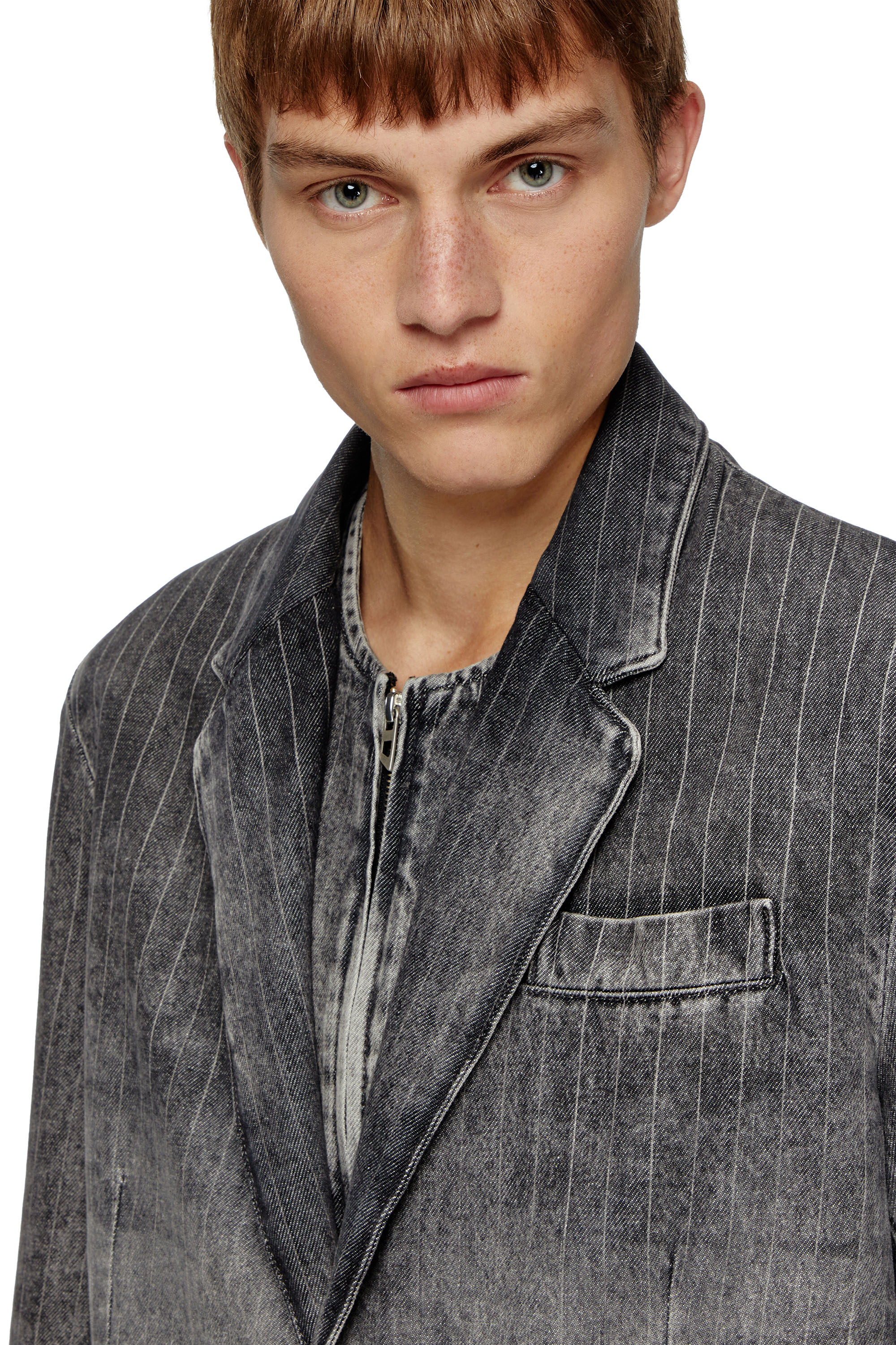 Diesel - D-REGER-S, Unisex's Blazer in tailoring pinstripe denim in Black - 6