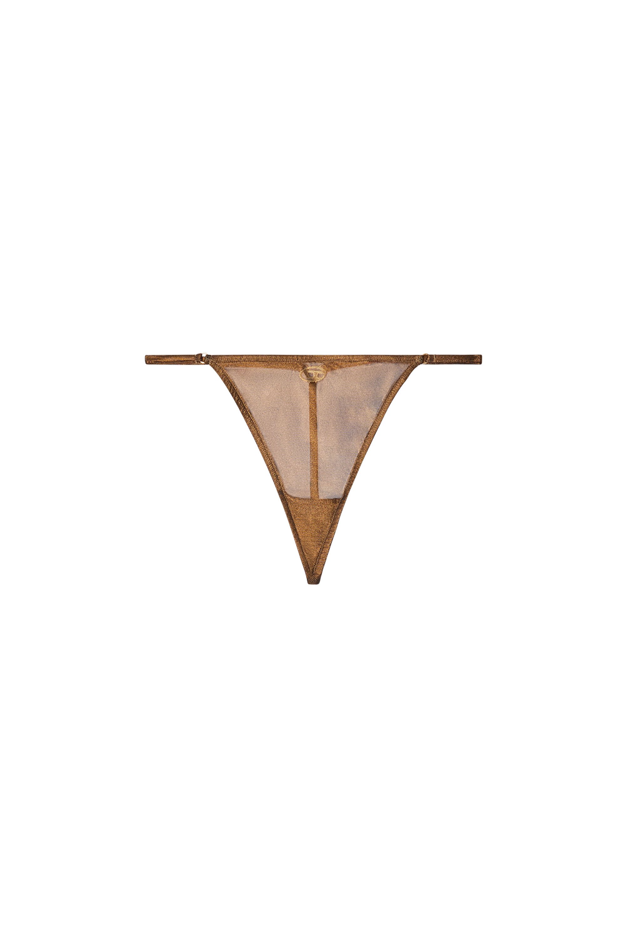 Diesel - D-STRING-GFT, Woman's Sheer thong with Oval D detail in Gold - 4