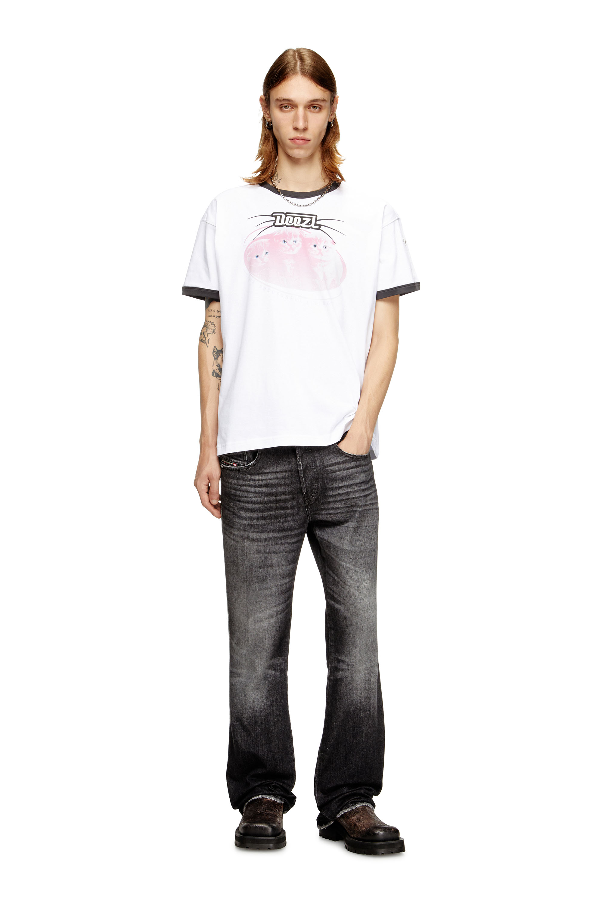 Diesel - T-NORM-CUFF, Man's Cotton t-shirt with digital print in White - 1