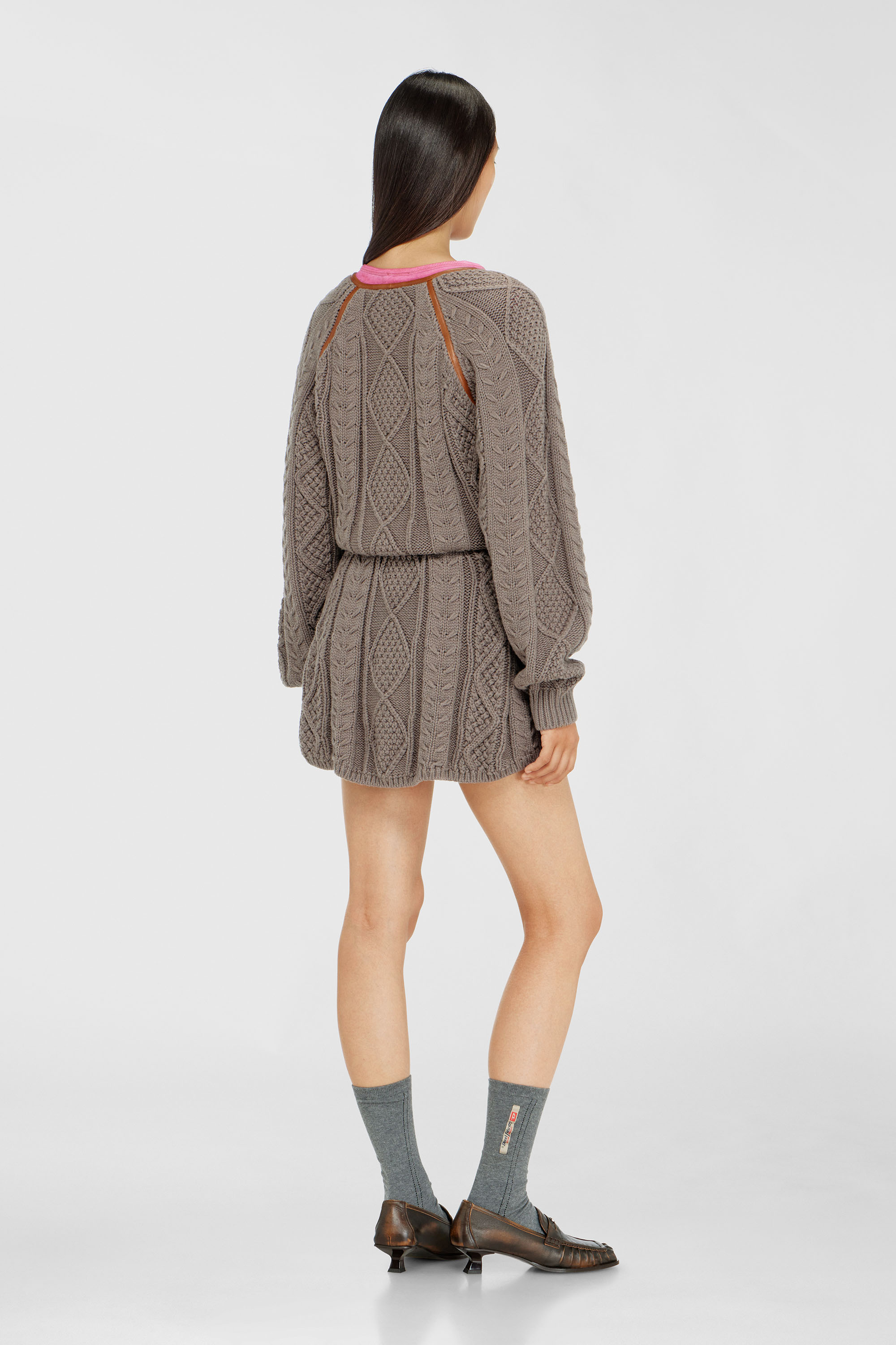 Diesel - M-INTESSE, Woman's Mini cardigan dress in cable knit in Grey - 4