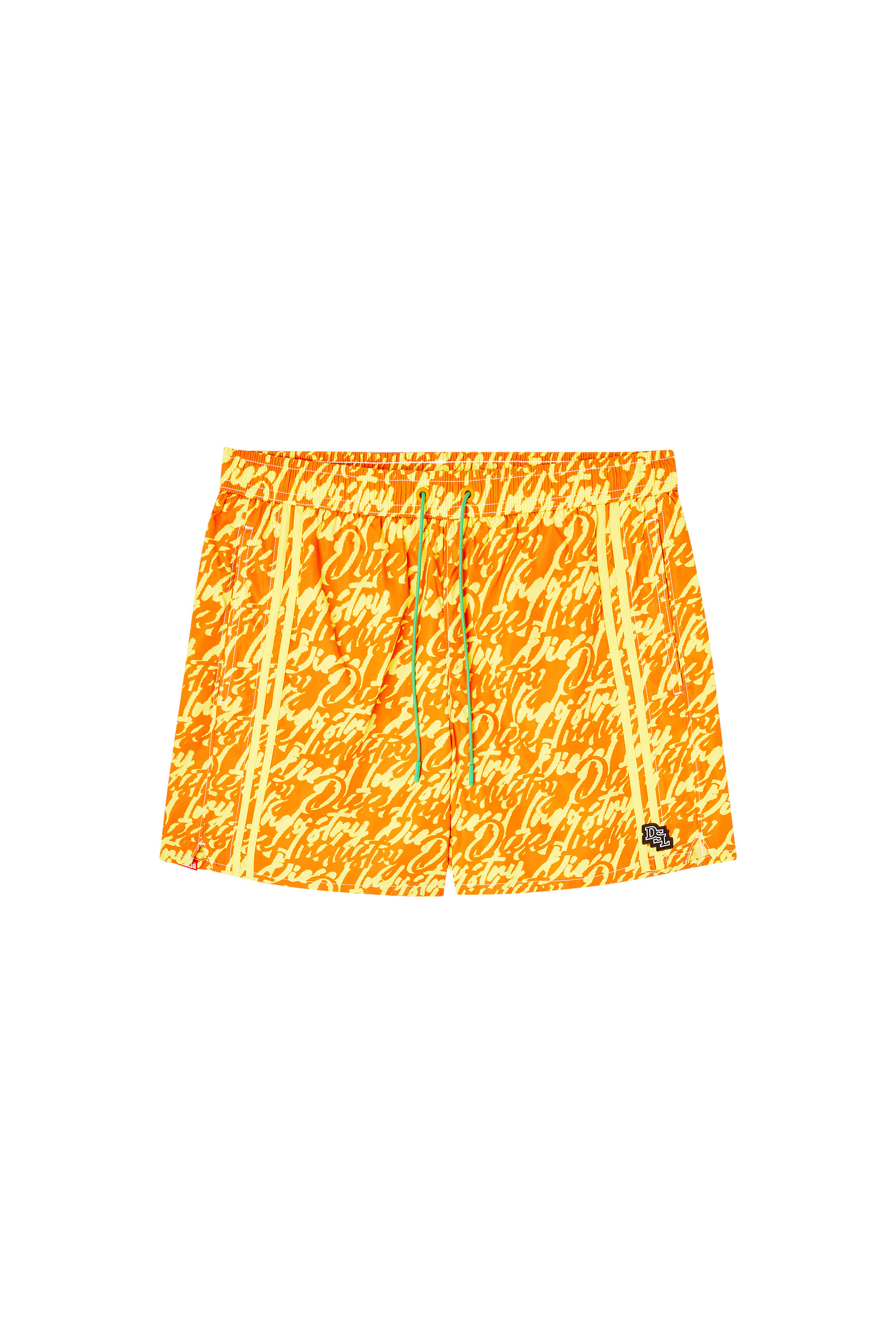Diesel - SOCCER-41-D-POP, Man's Swim shorts with all-over logo print in Yellow - 3