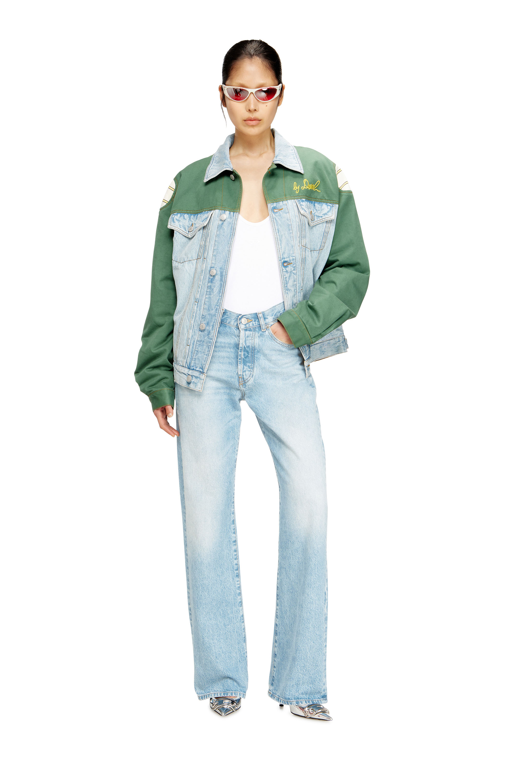 Diesel - J-GIANT-20TH, Unisex's Denim jacket with cotton insert in Green/Blue - 4