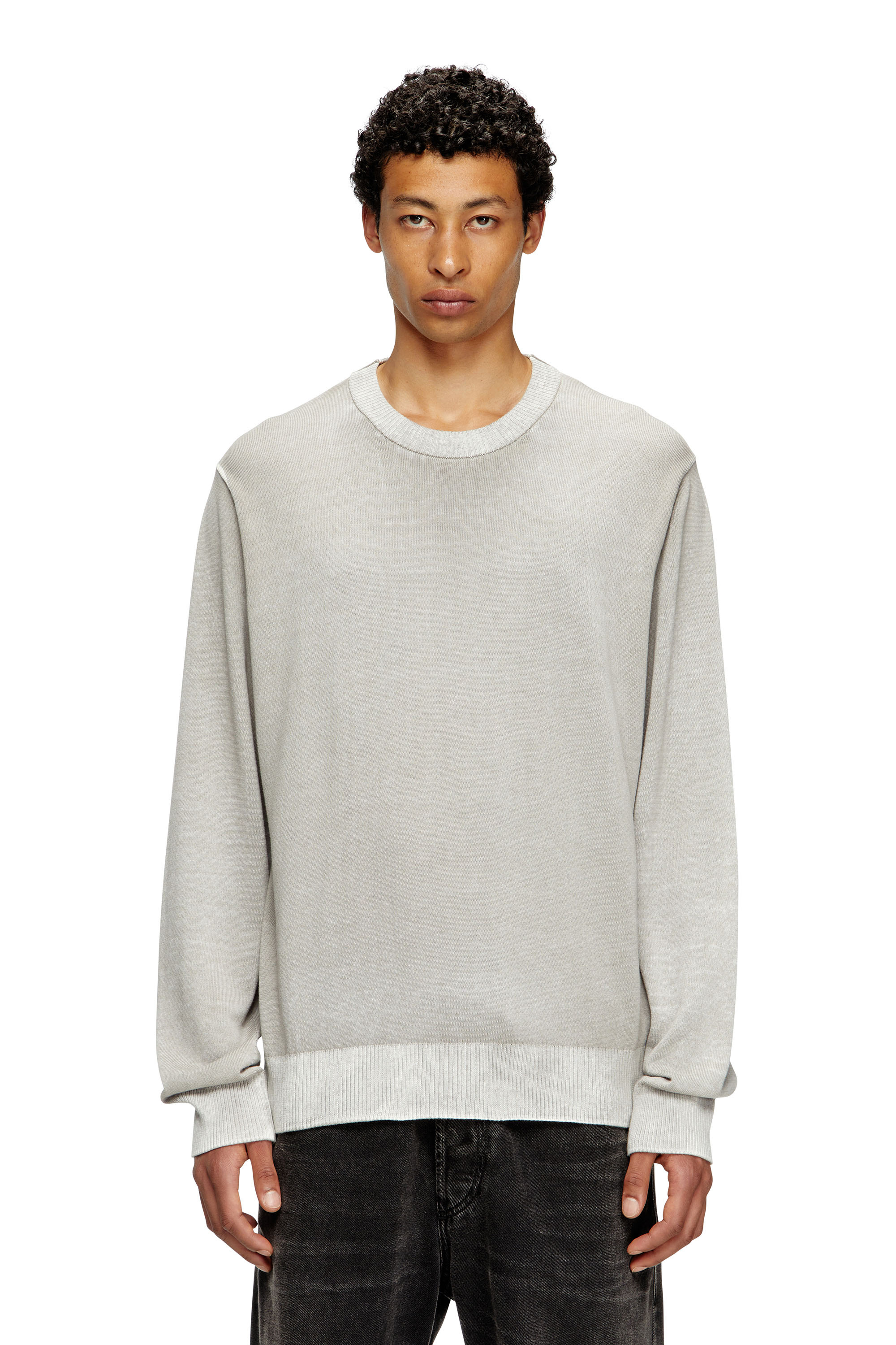 Diesel - K-LARENCE-B, Man's Reverse-print cotton jumper in Light Grey - 1