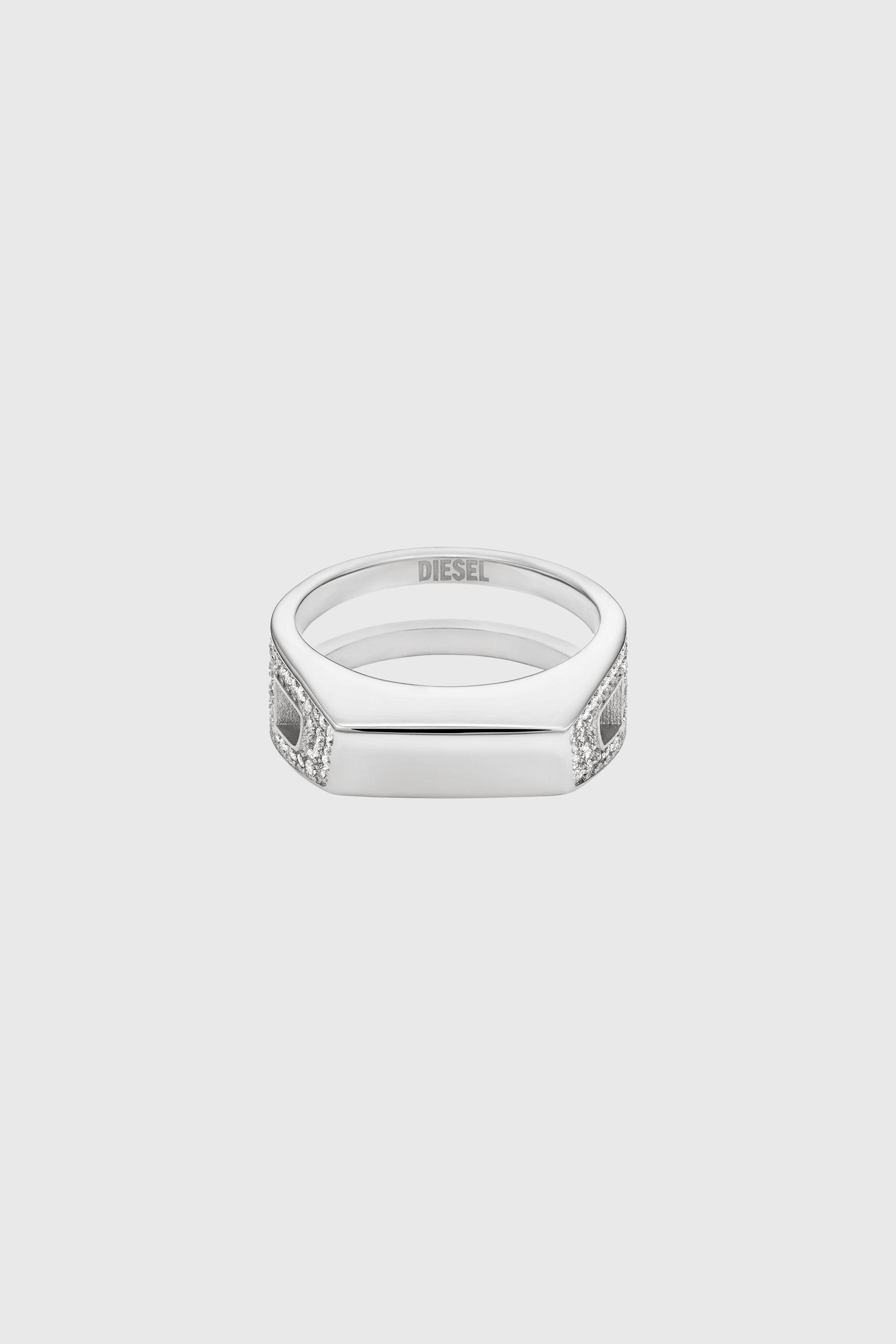 Diesel - DX1740040, Unisex's Stainless steel pave band ring in Silver - 2