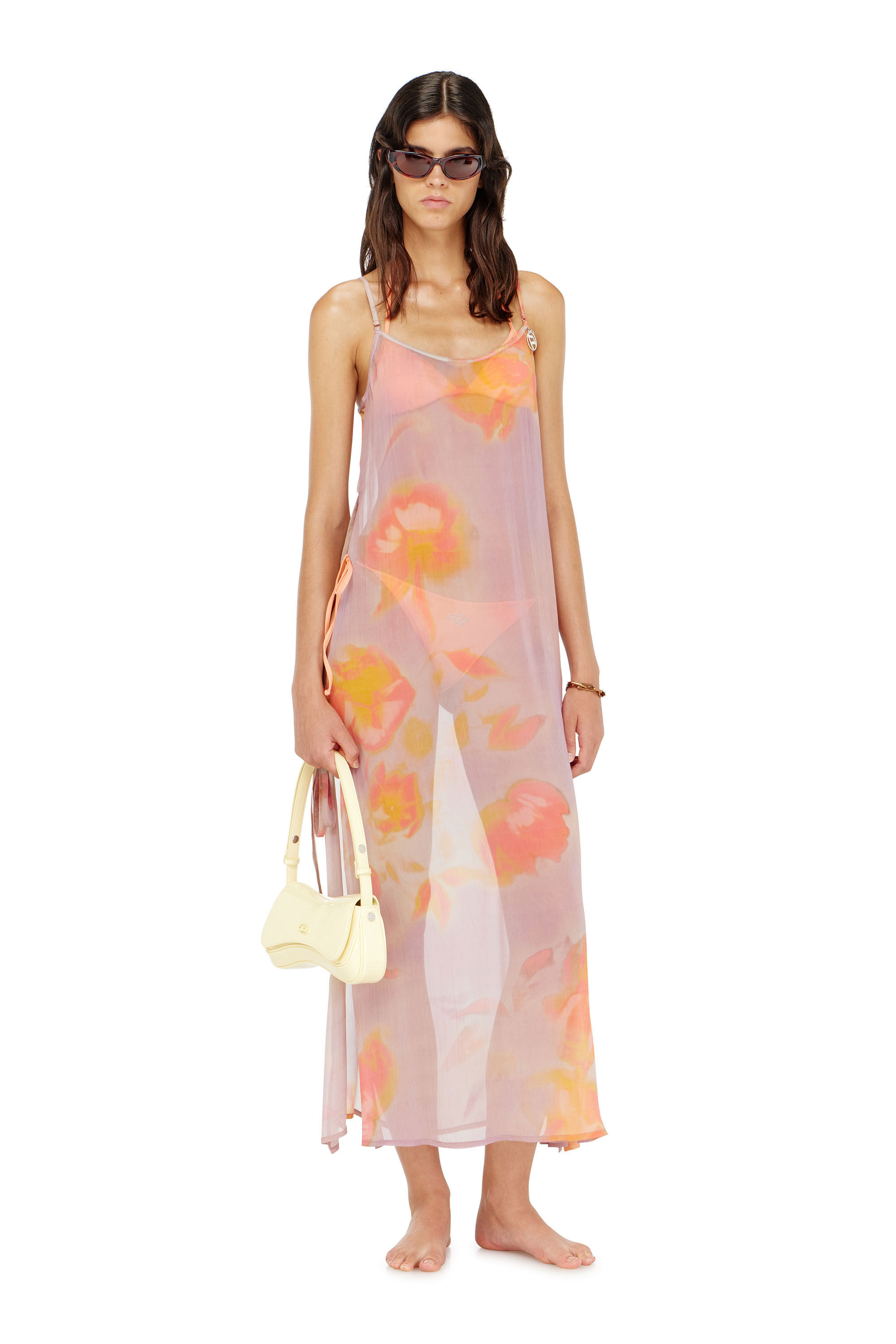 Diesel - VANYA-UTLT, Woman's Beach cover-up dress in floral chiffon in null - 1