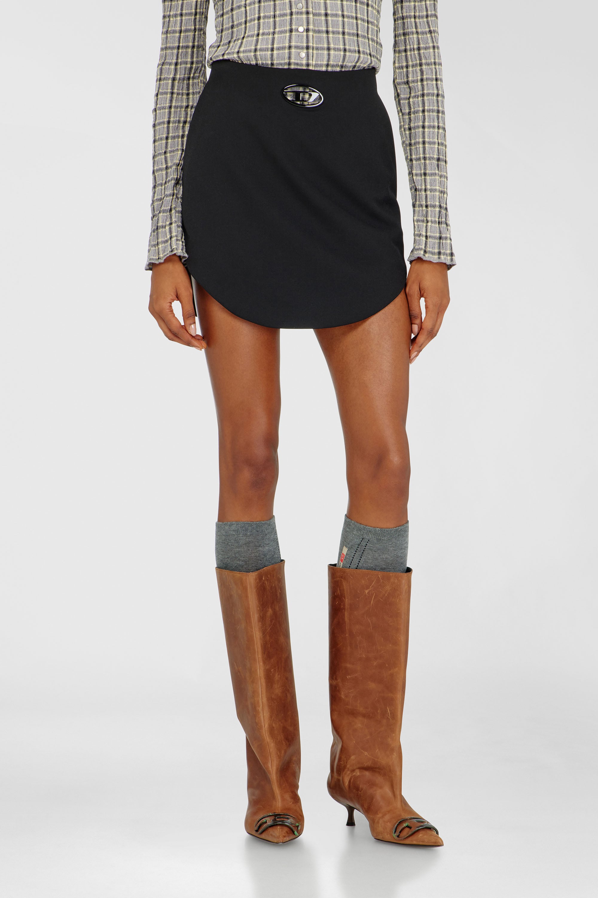 Diesel - O-LIVERY, Woman's Wool-blend miniskirt with Oval D plaque in Black - 1