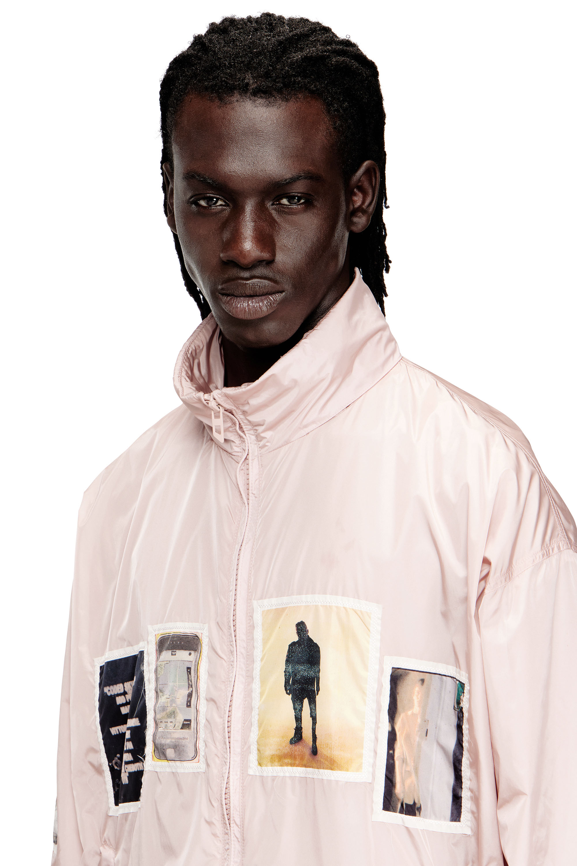Diesel - J-CLAUS-A-GSBR, Man's Windbreaker with graphic patches in Pink - 5