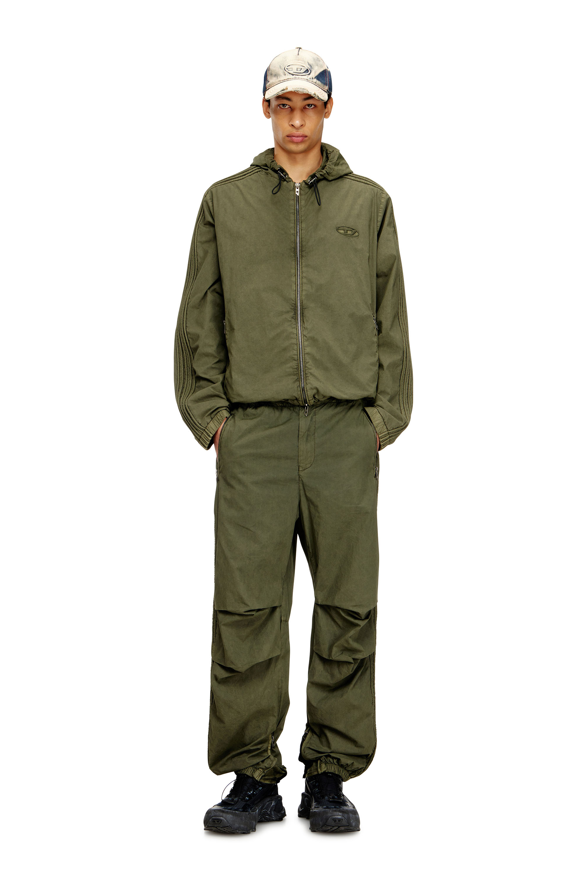 Diesel - P-STITCH, Man's Cotton cargo pants with side bands in Military Green - 2