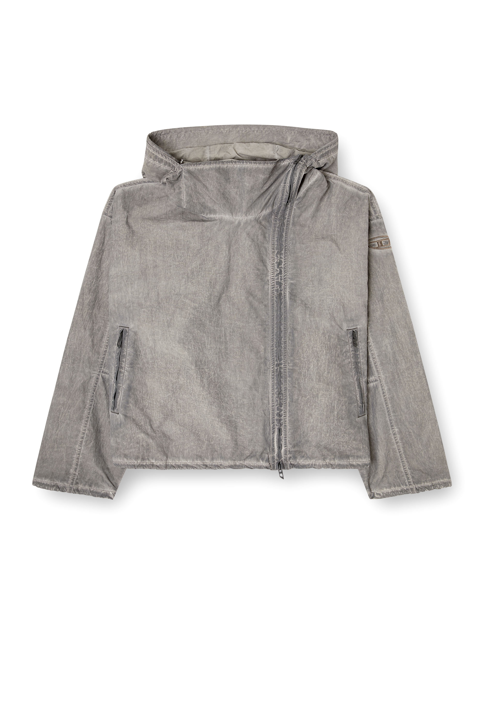 Diesel - G-ORILLA, Woman's Hooded windbreaker in treated Taslan in Dark grey - 3