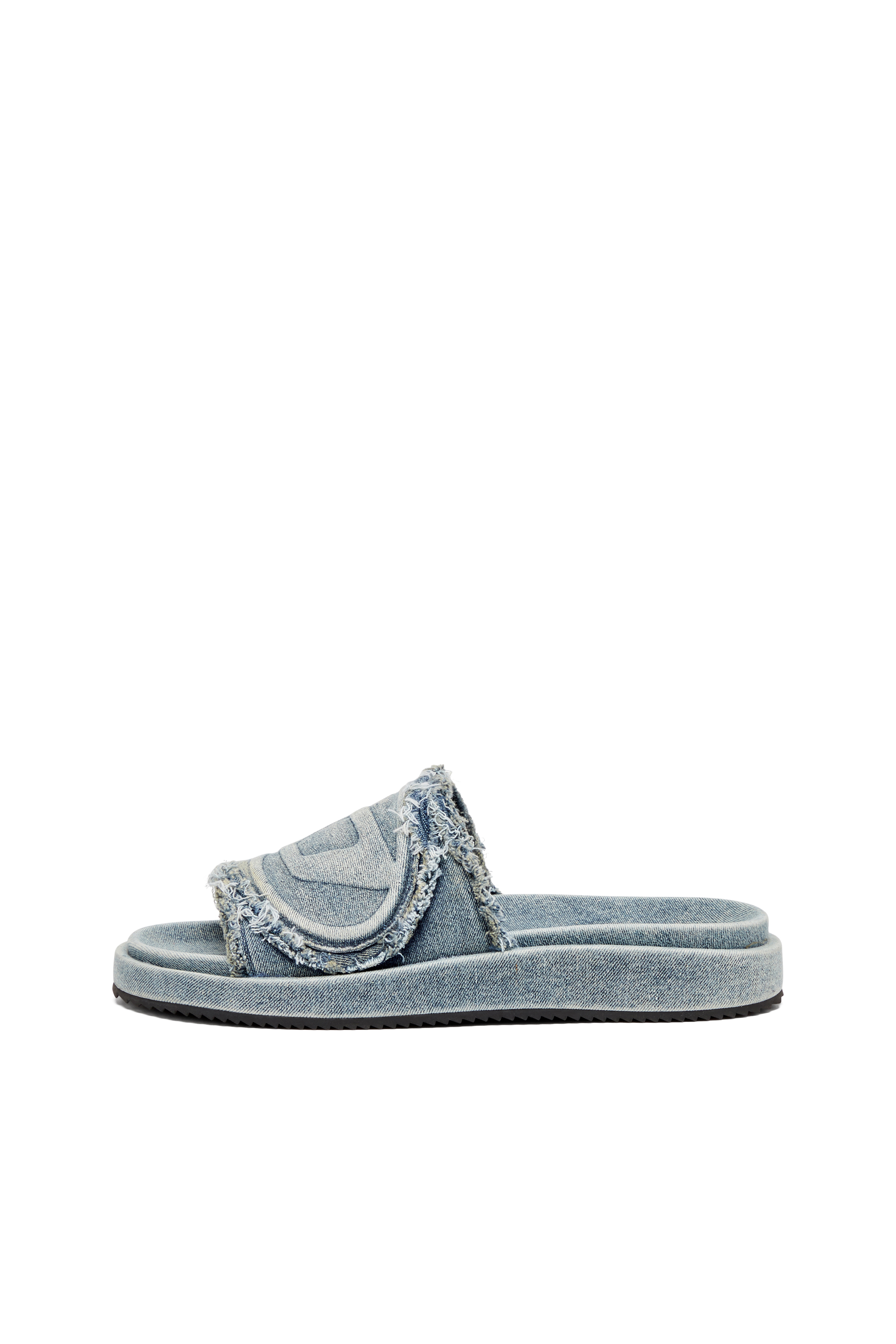 Diesel - SA-SLIDE D OVAL, Unisex's Distressed denim slides in Light Blue - 7